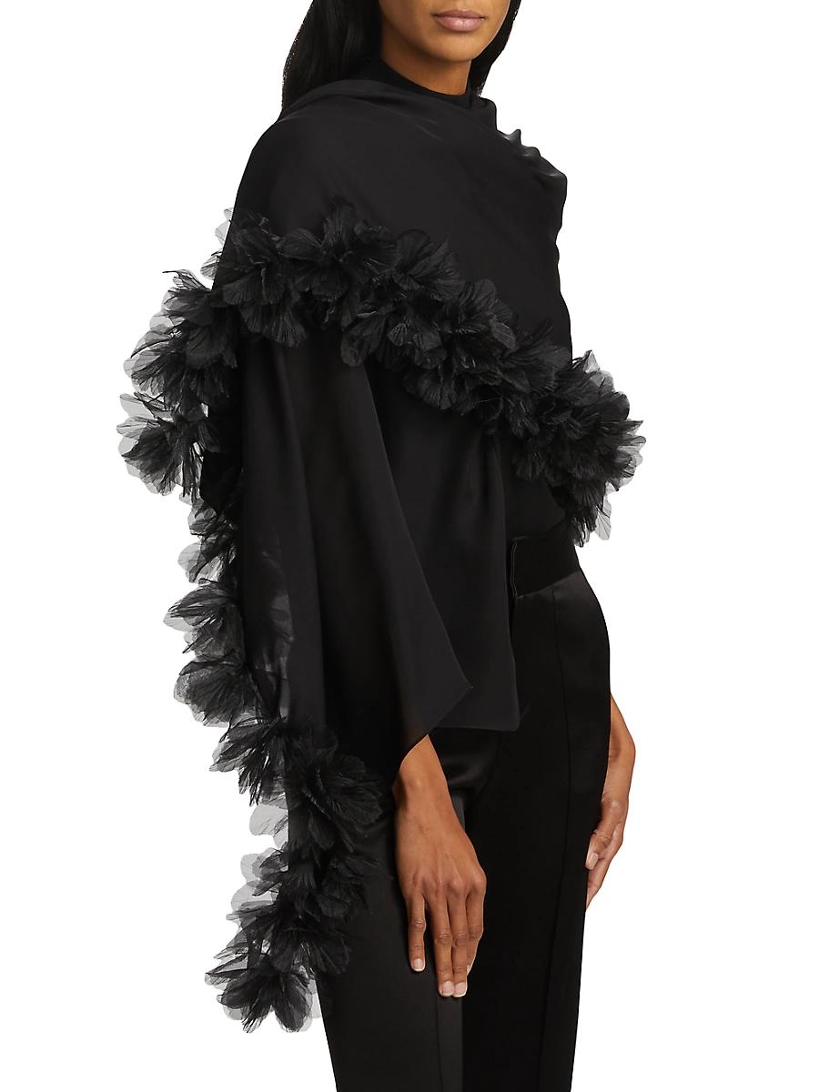 Womens Floral Appliqu Silk Wrap Product Image