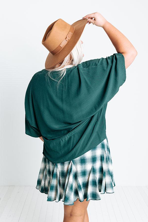 Stay And Chat Shift Top in Hunter Green Curves Product Image