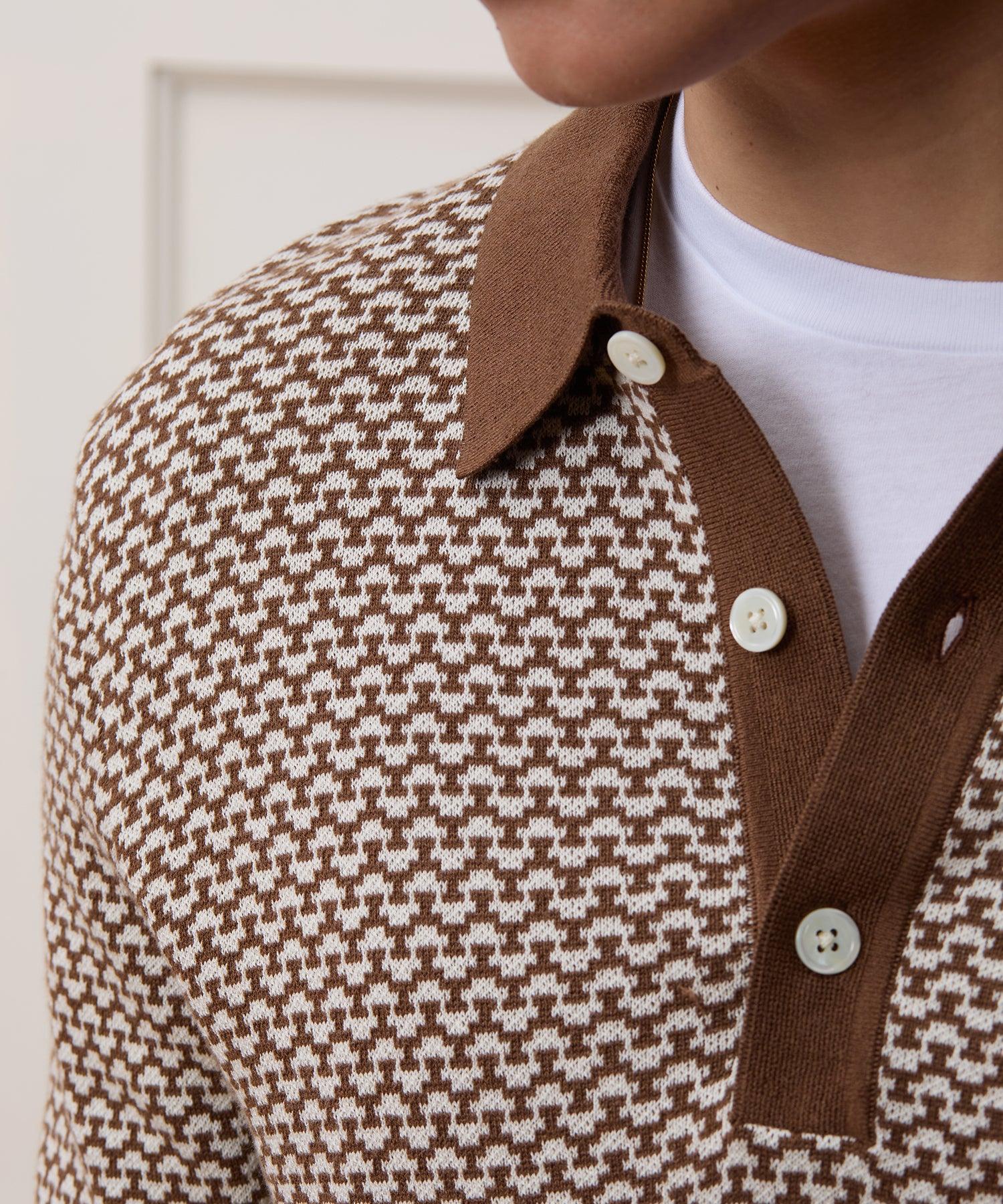 Silk-Cotton Geo Sweater Polo Product Image