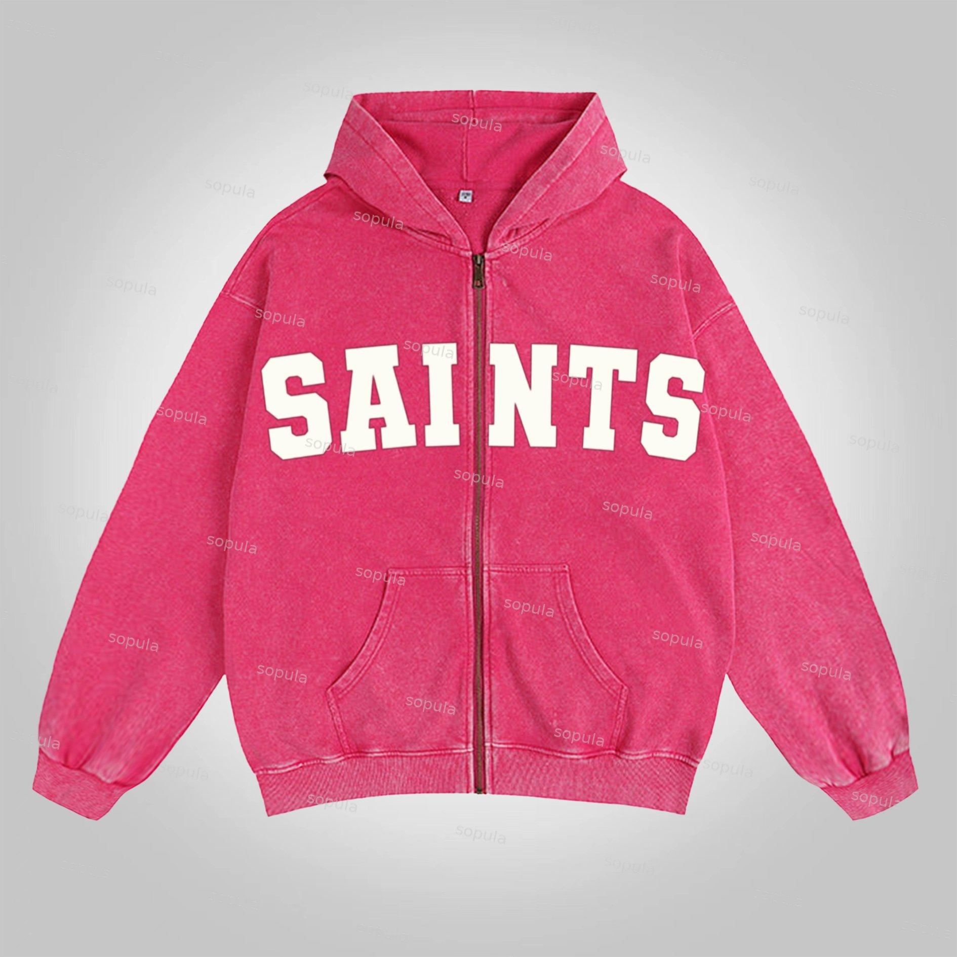 Sopula Saints God Is Reat Graphics Acid Washed Oversized Zip-up Hoodie Product Image