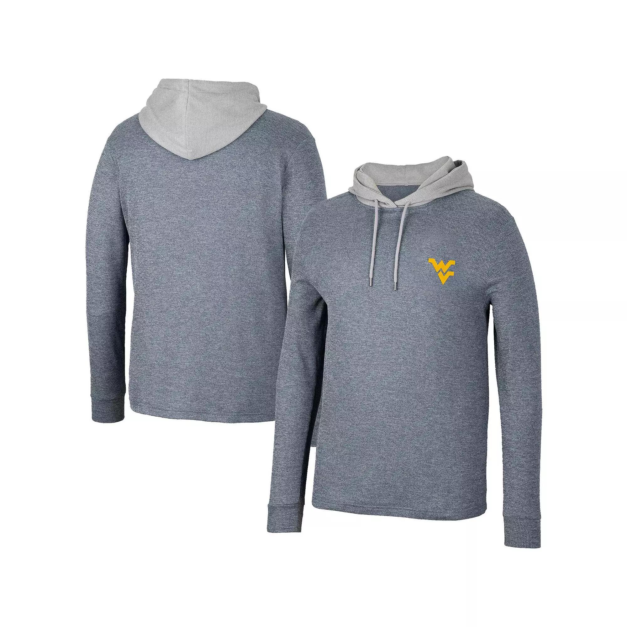 Men's Colosseum Navy Gonzaga Bulldogs Ballot Waffle-Knit Thermal Long Sleeve Hoodie T-Shirt,  Product Image