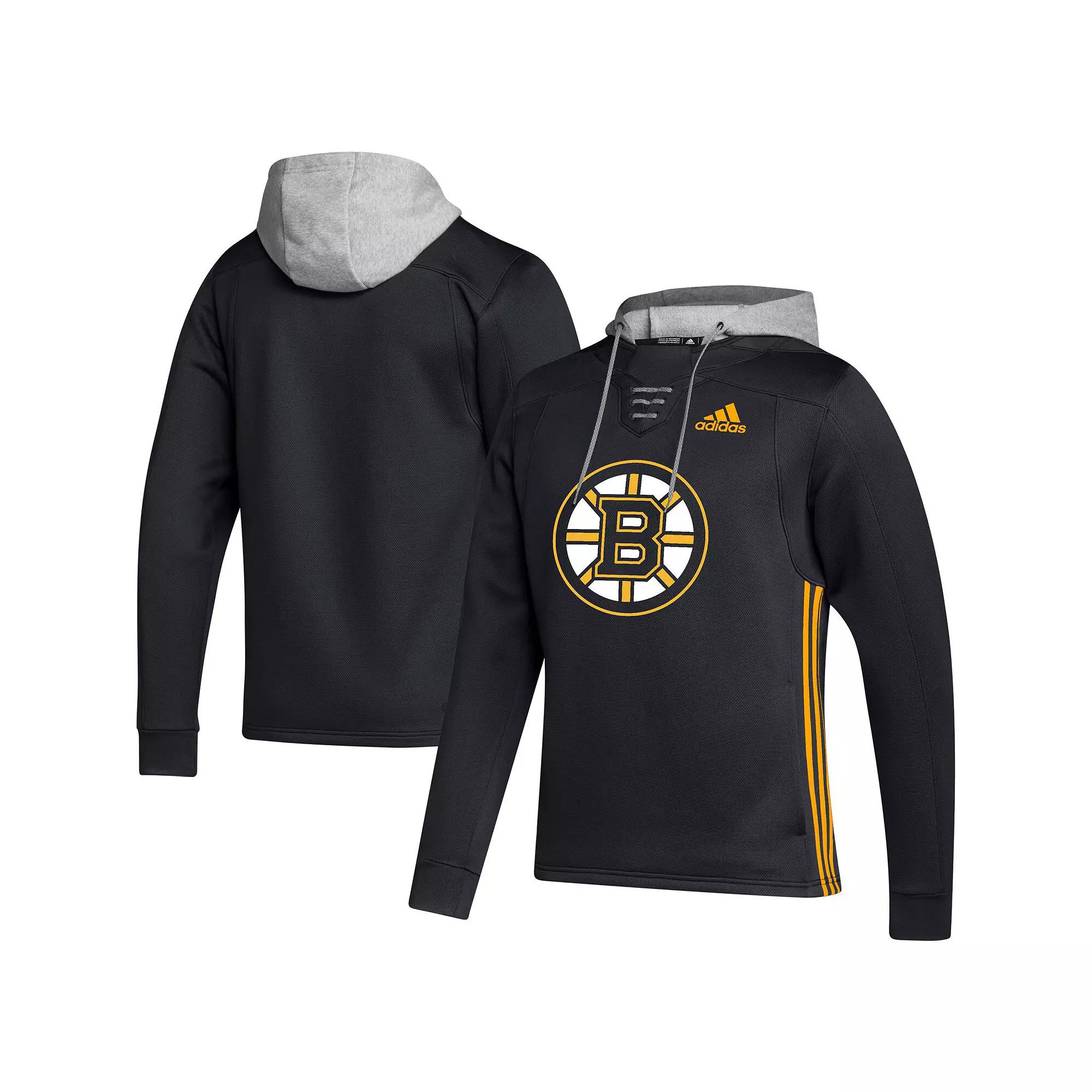 Men's adidas Black Boston Bruins Skate Lace AEROREADY Team Pullover Hoodie, Size: Medium Product Image