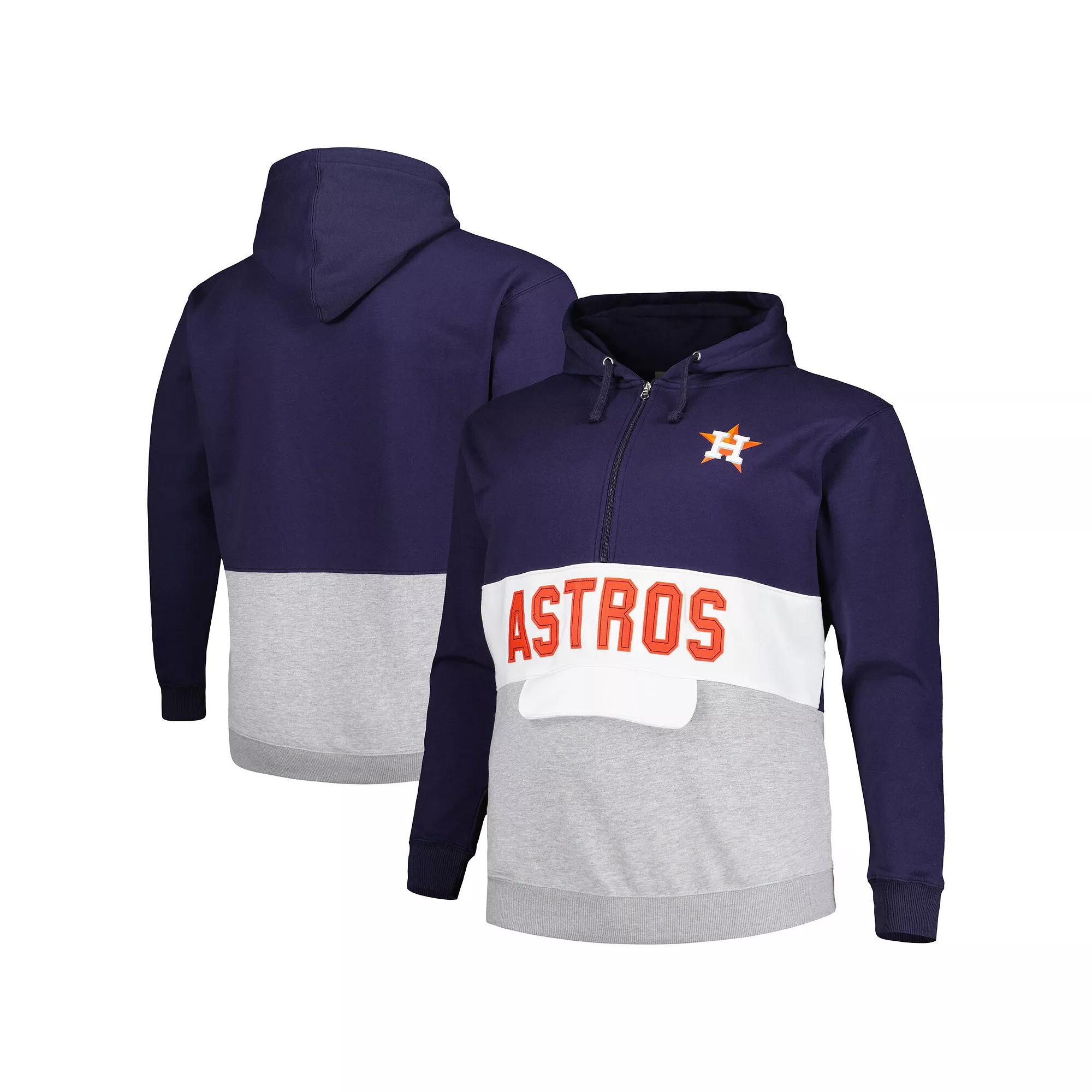 Men's Navy/White Houston Astros Big & Tall Fleece Half-Zip Hoodie,  Product Image