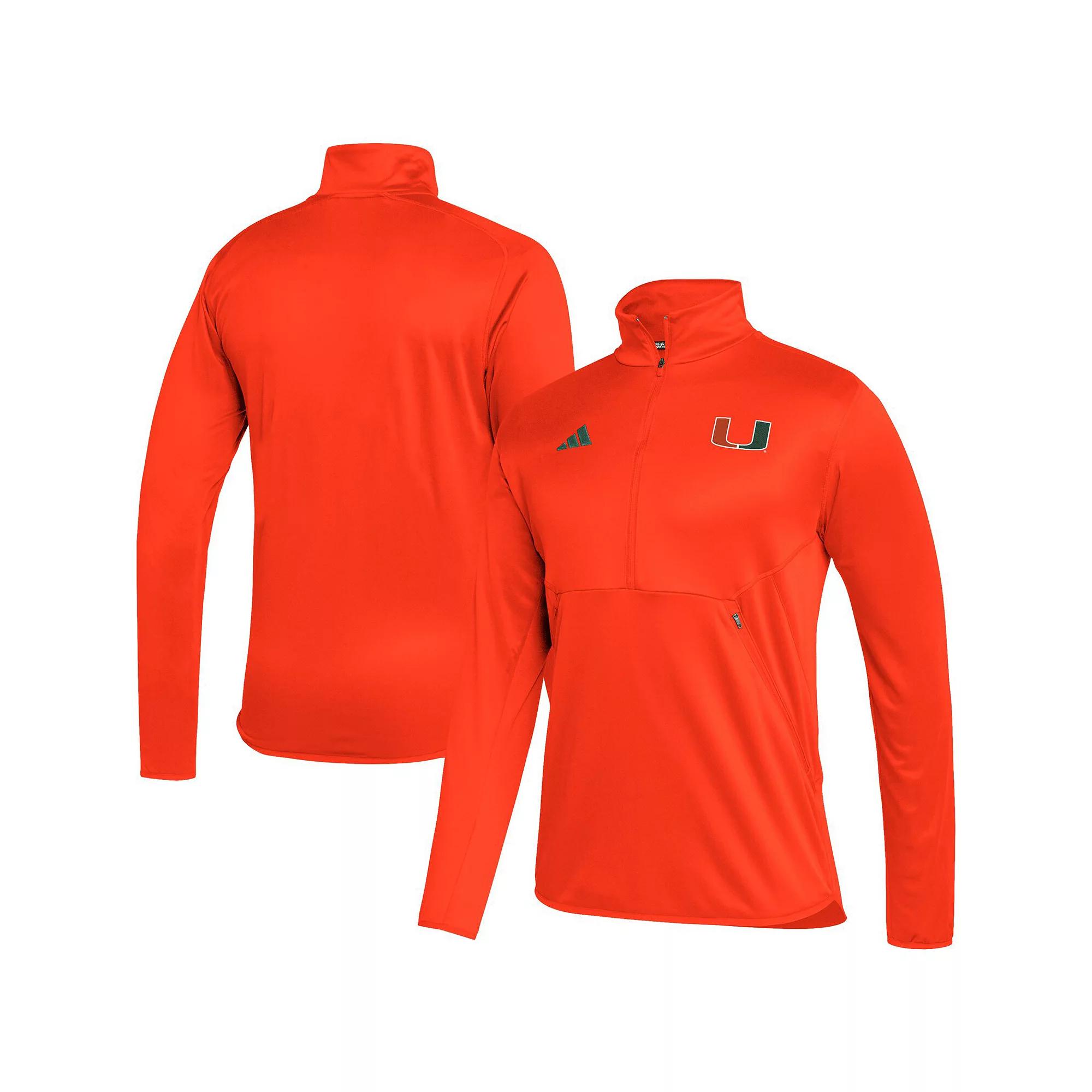 Men's adidas Orange Miami Hurricanes 2023 Sideline AEROREADY Half-Zip Top,  Product Image
