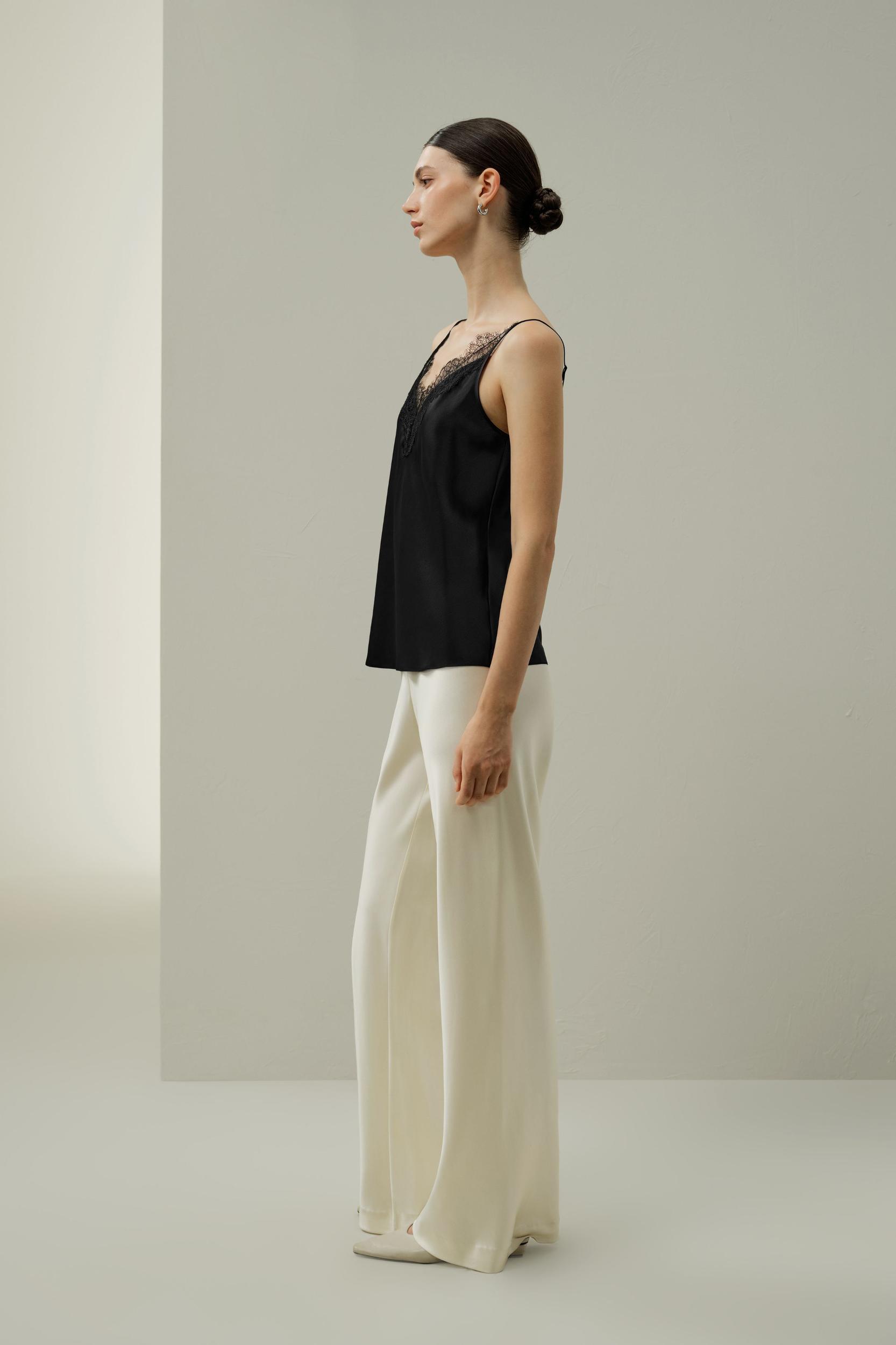 Lace-Trimmed Silk Camisole Product Image
