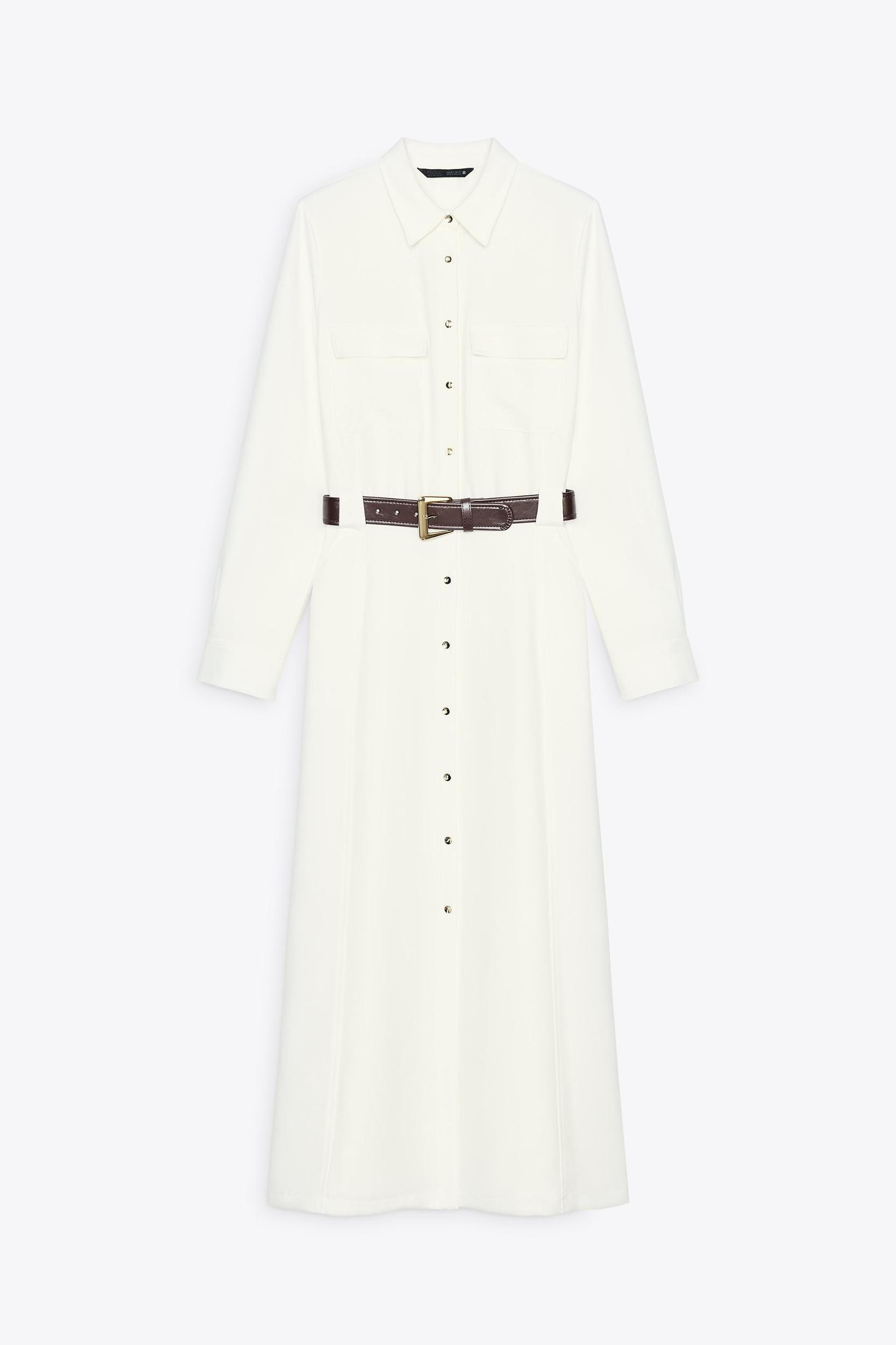 BELTED CREPE MIDI DRESS Product Image