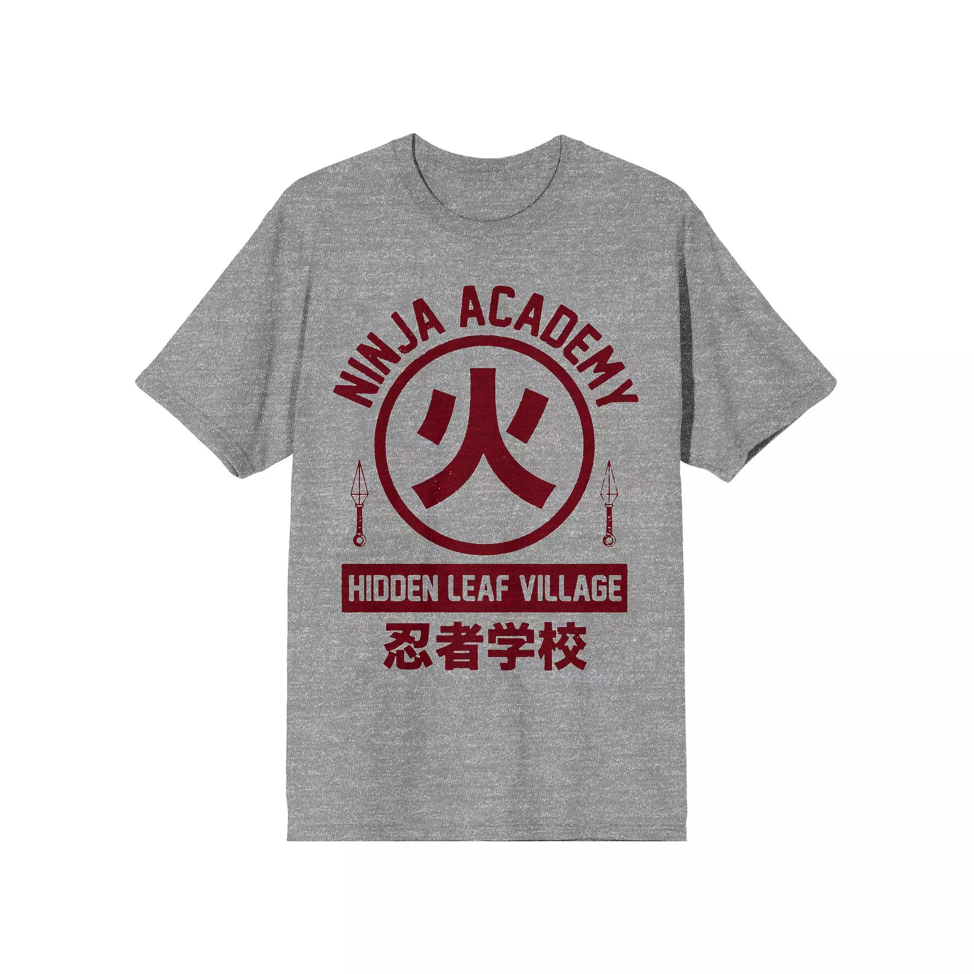 Men's Naruto Shippuden Anime Ninja Academy Graphic Tee, Size: Medium, Grey Product Image