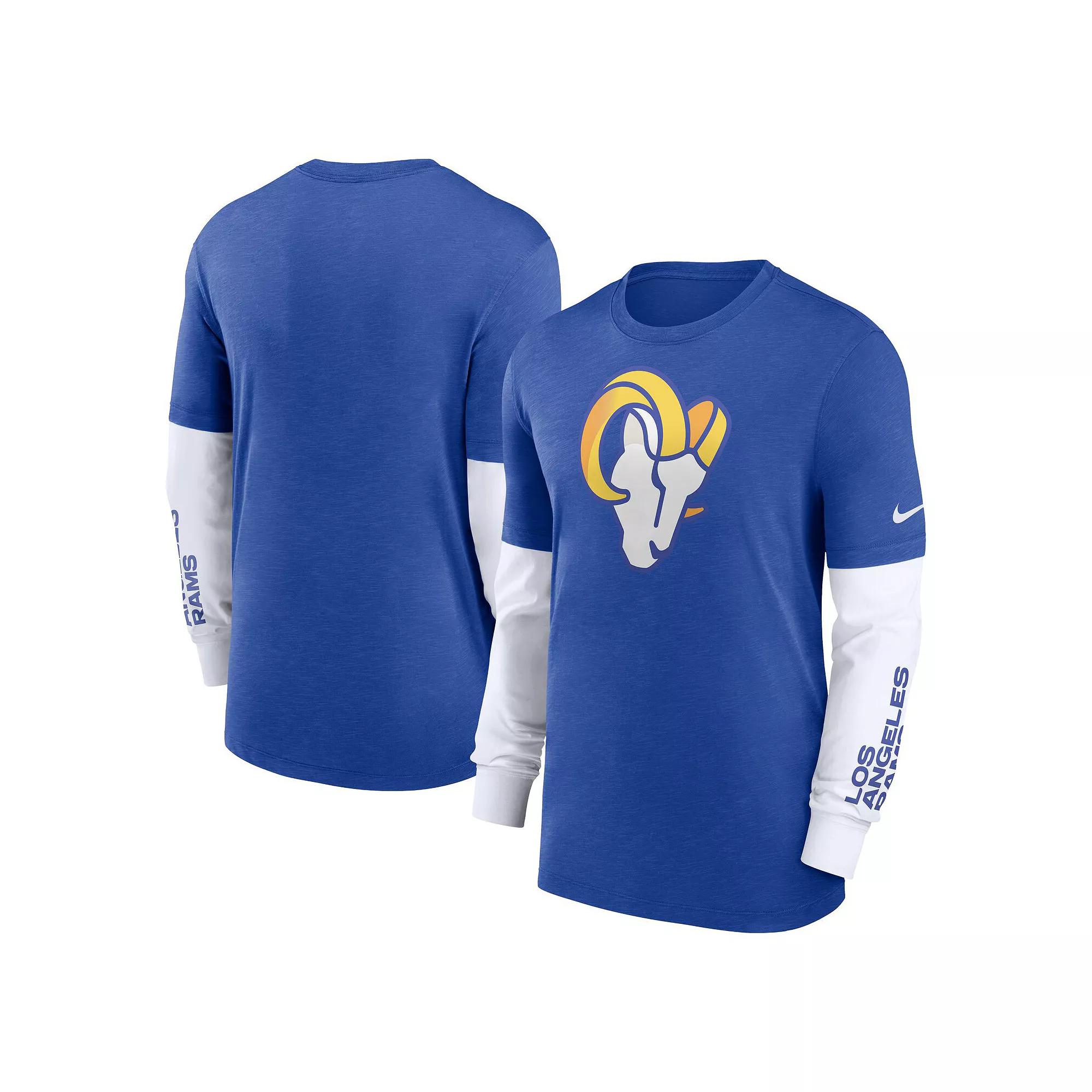 Men's Nike Heather Royal Los Angeles Rams Slub Fashion Long Sleeve T-Shirt,  Product Image