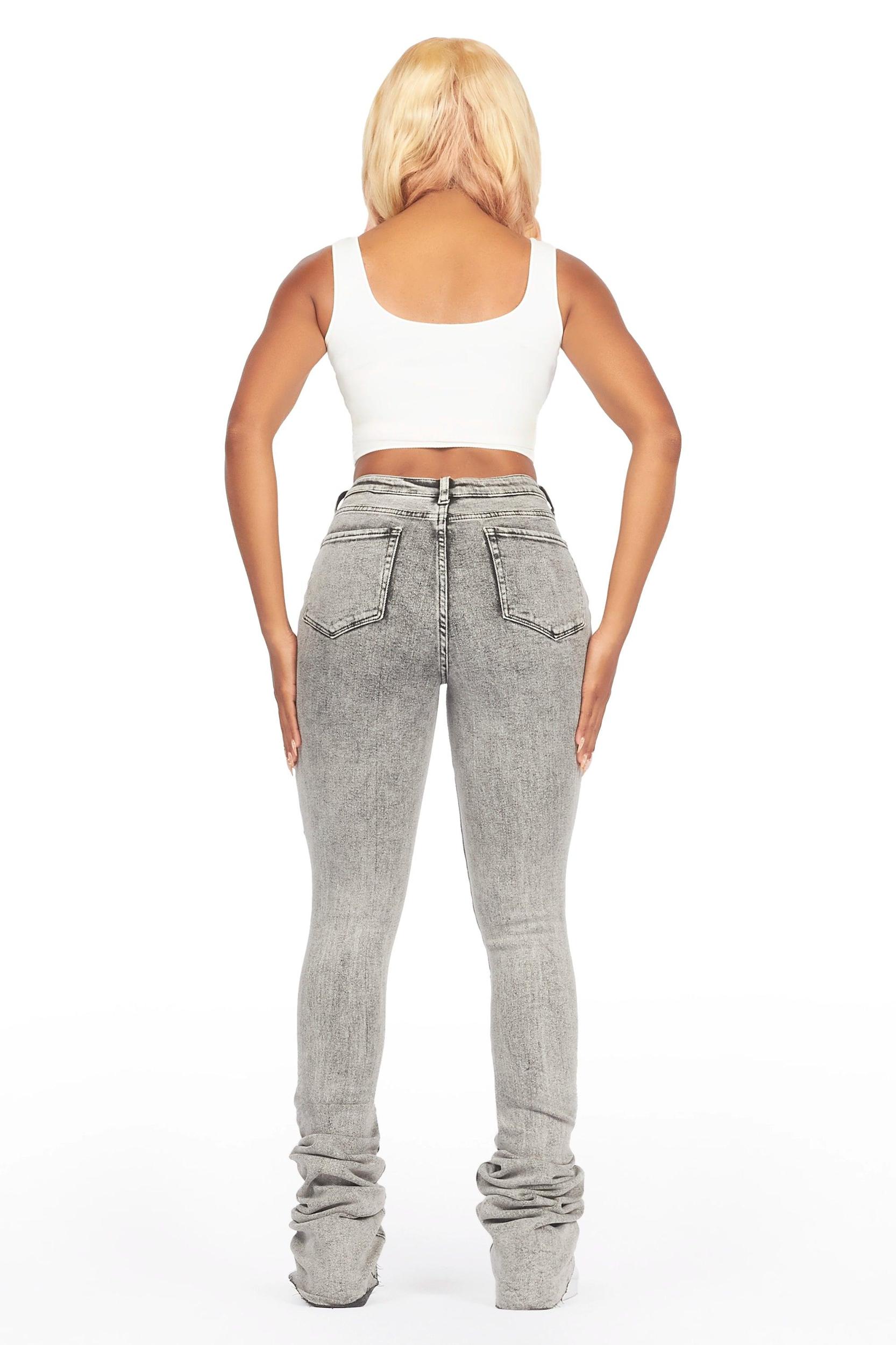 Got A Crush Grey Wash Distressed Super Stacked Jean Female Product Image