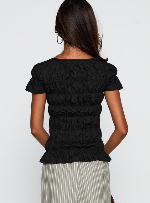 Spoiler Alert Ruched Top Black Product Image