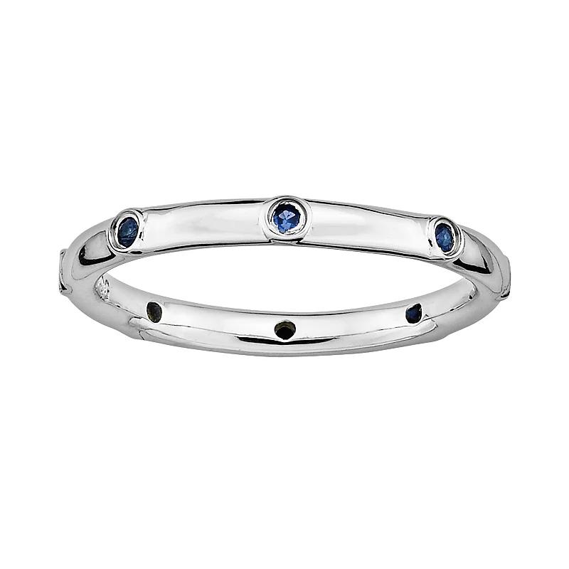 Stacks & Stones Sterling Silver Lab-Created Sapphire Stack Ring, Women's, Size: 7 Product Image