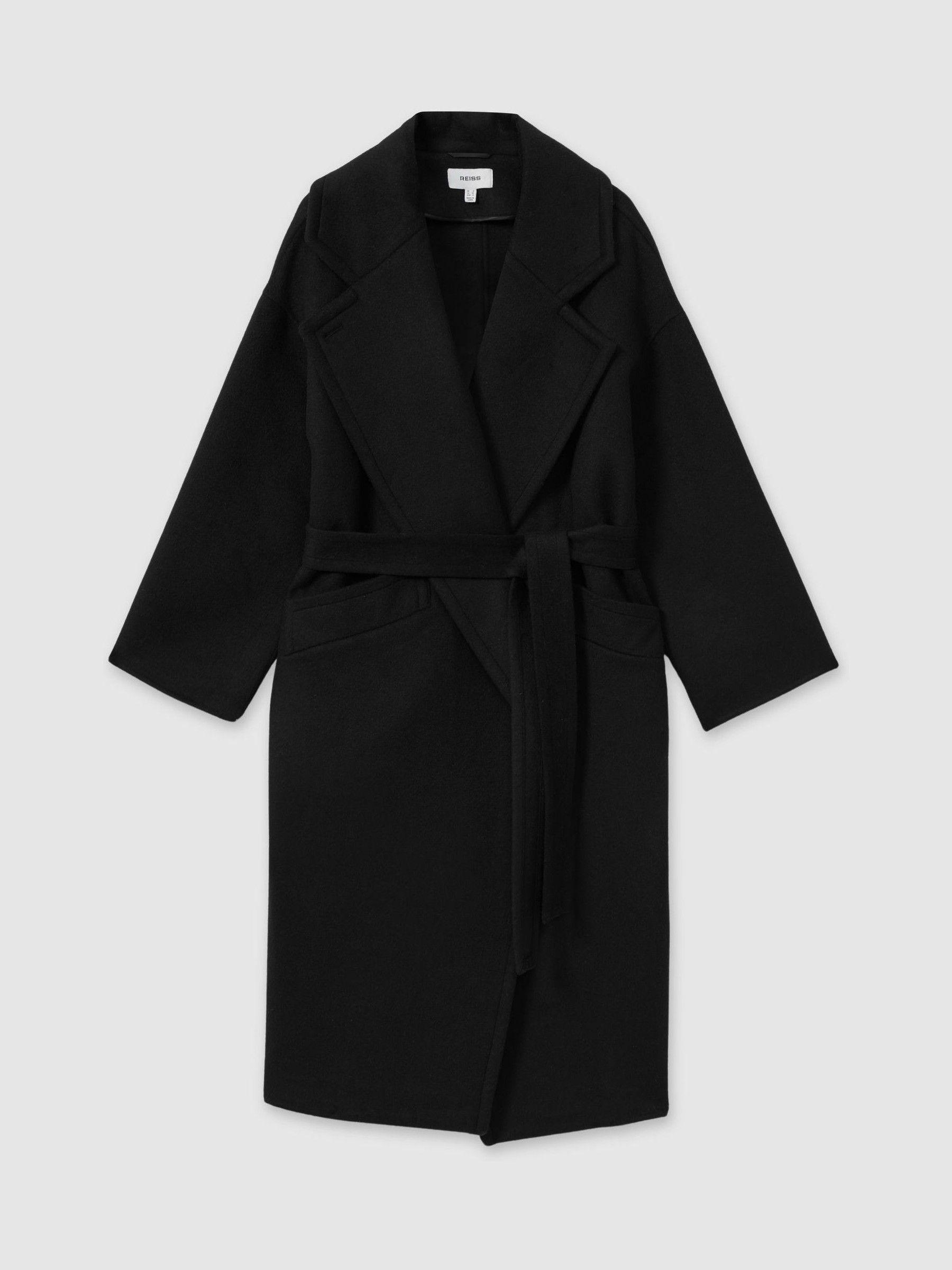Wool-Blend Blindseam Coat in Black Product Image