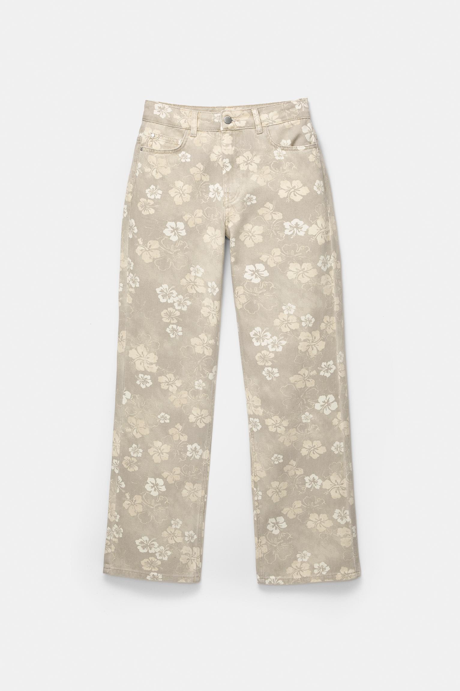 Straight-leg floral jeans Product Image