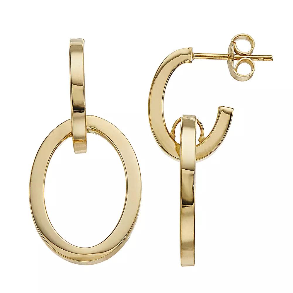 14k Gold Double Hoop Drop Earrings, Women's Product Image