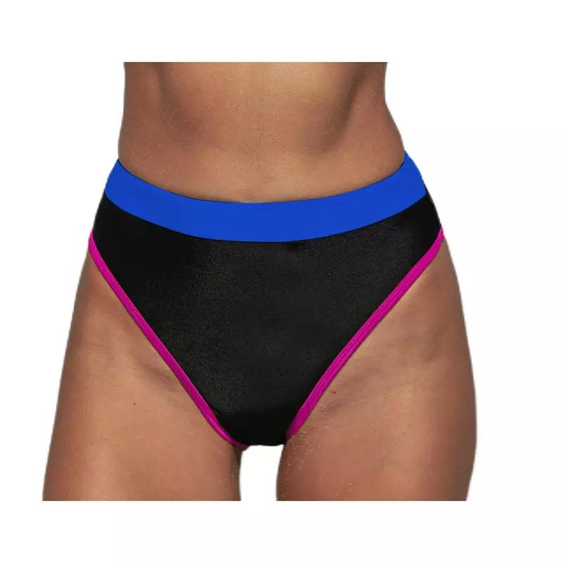 Women's Cupshe Colorblock High Waist Swim Bottoms, Size: Small, Multi Black Product Image