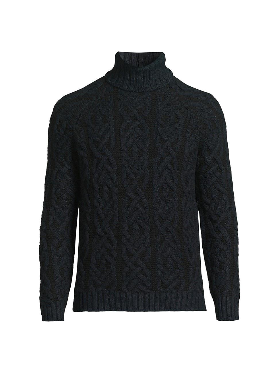 Mens Maglia Uomo Cashmere-Wool Cable-Knit Turtleneck Sweater Product Image