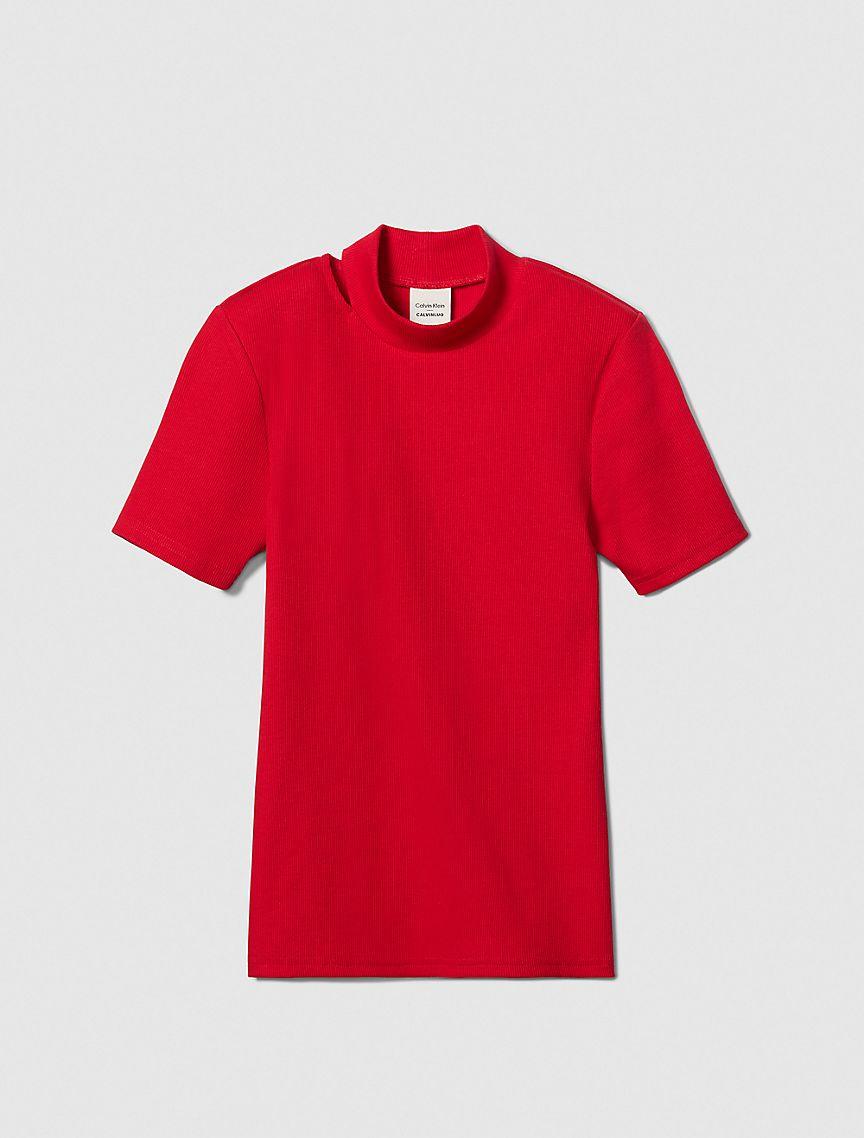 Cut Out Slim Crewneck T-Shirt Product Image