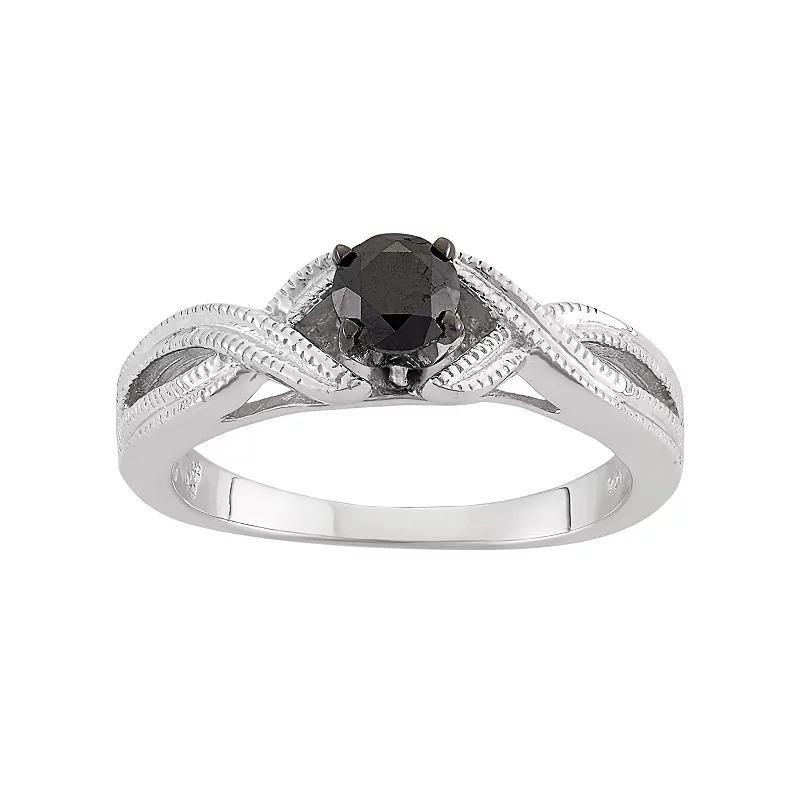 Jewelexcess 1/2 Carat T.W. Black Diamond Sterling Silver Openwork Ring, Women's, Size: 7 Product Image