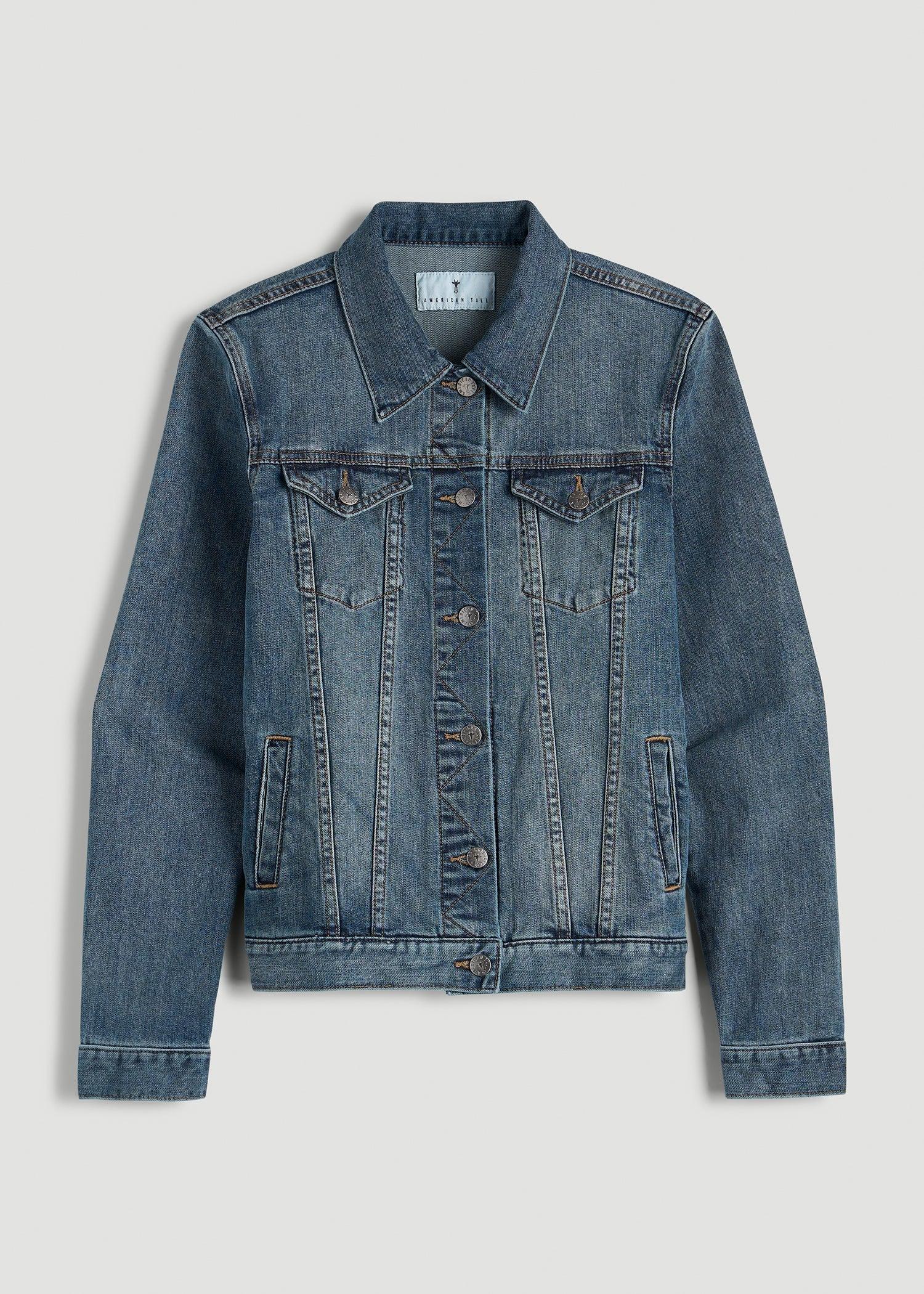 Denim Jacket for Tall Women in Vintage Medium Blue Female Product Image