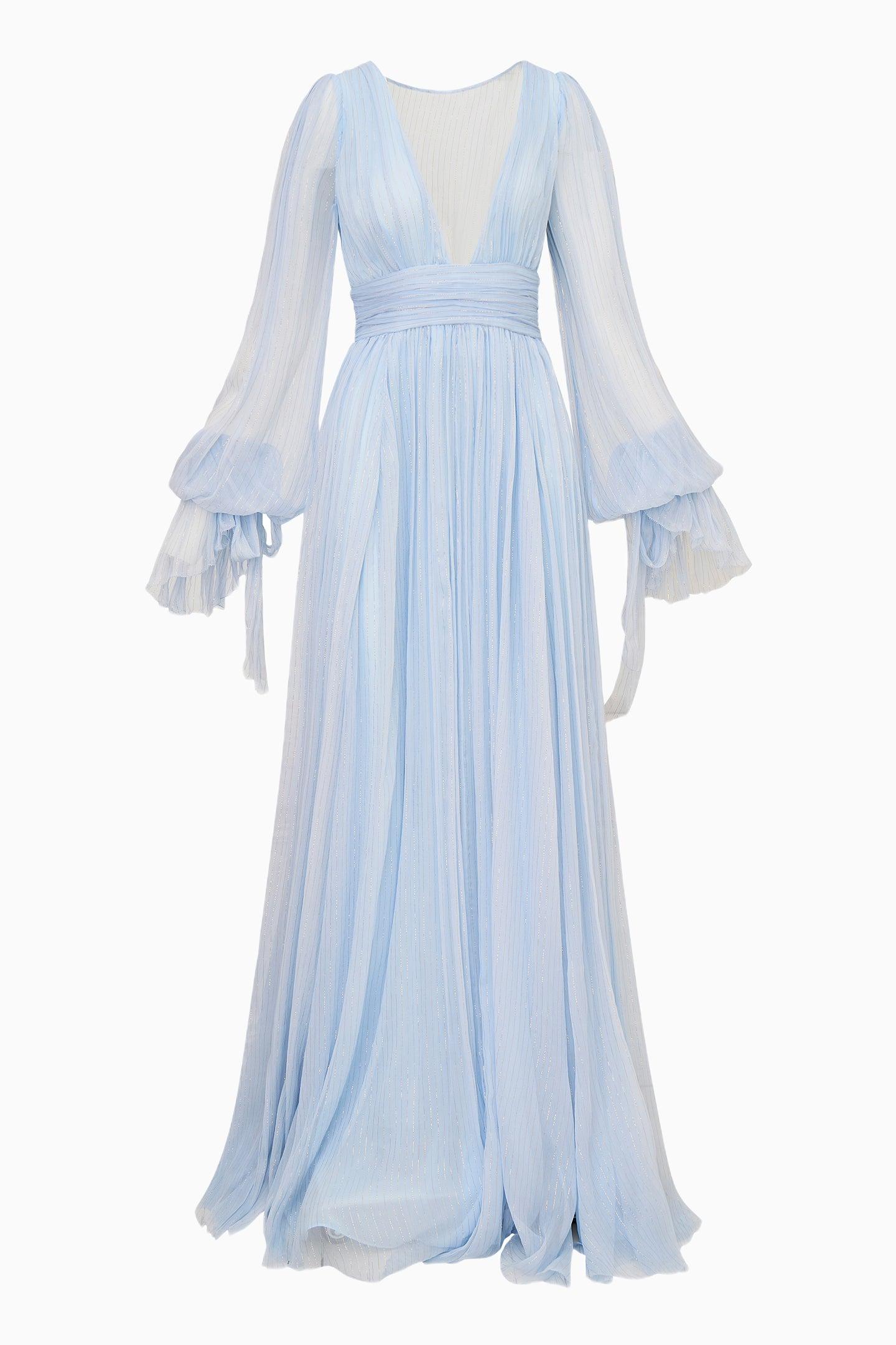 Galatea Metallic Silk Chiffon Maxi Dress Product Image