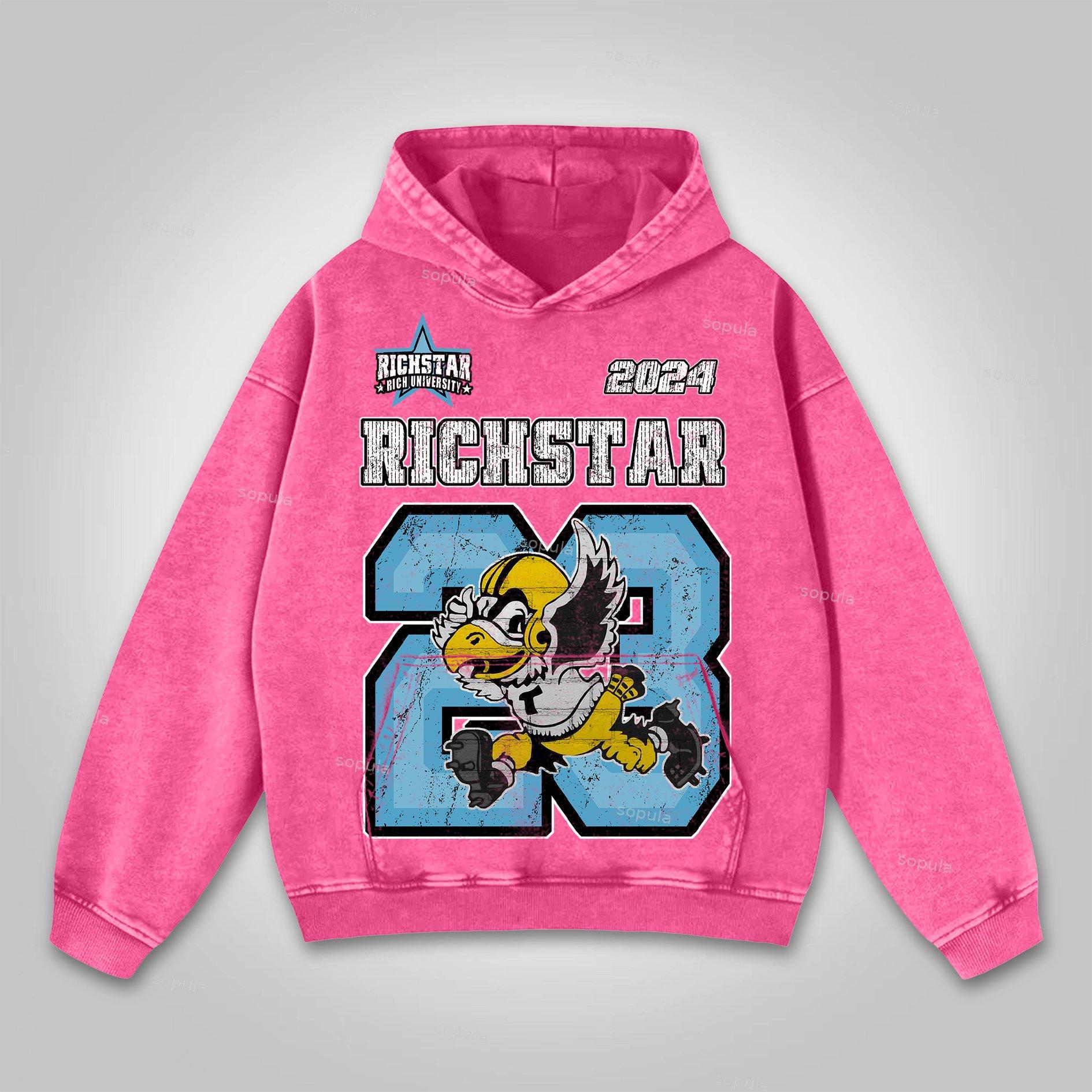 Vintage Angels Descend Graphic Acid Washed Oversized Hoodie Product Image