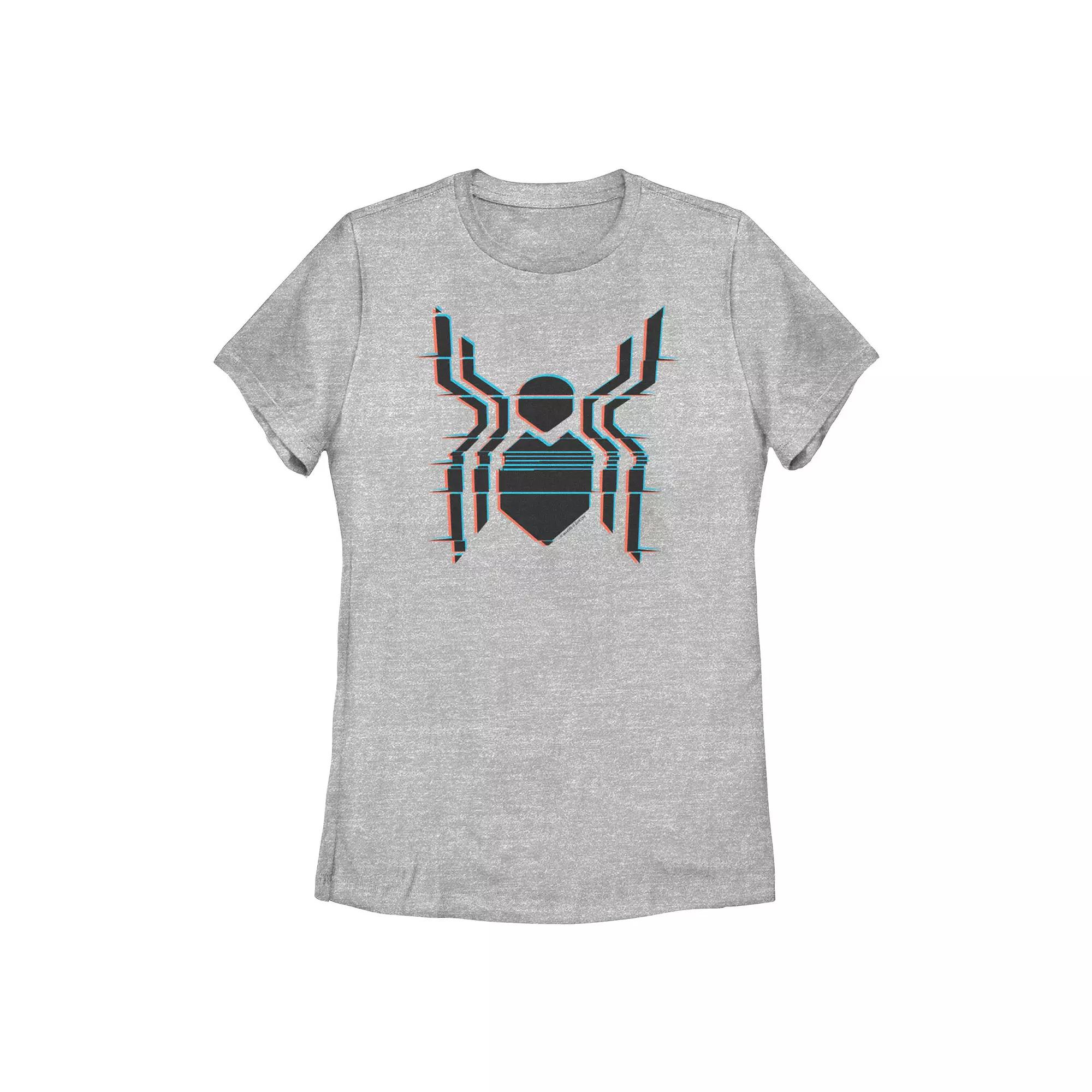 Juniors' Marvel Spider-Man Far From Home Glitch Logo Graphic Tee, Girl's, Size: Large, Athletic Grey Product Image