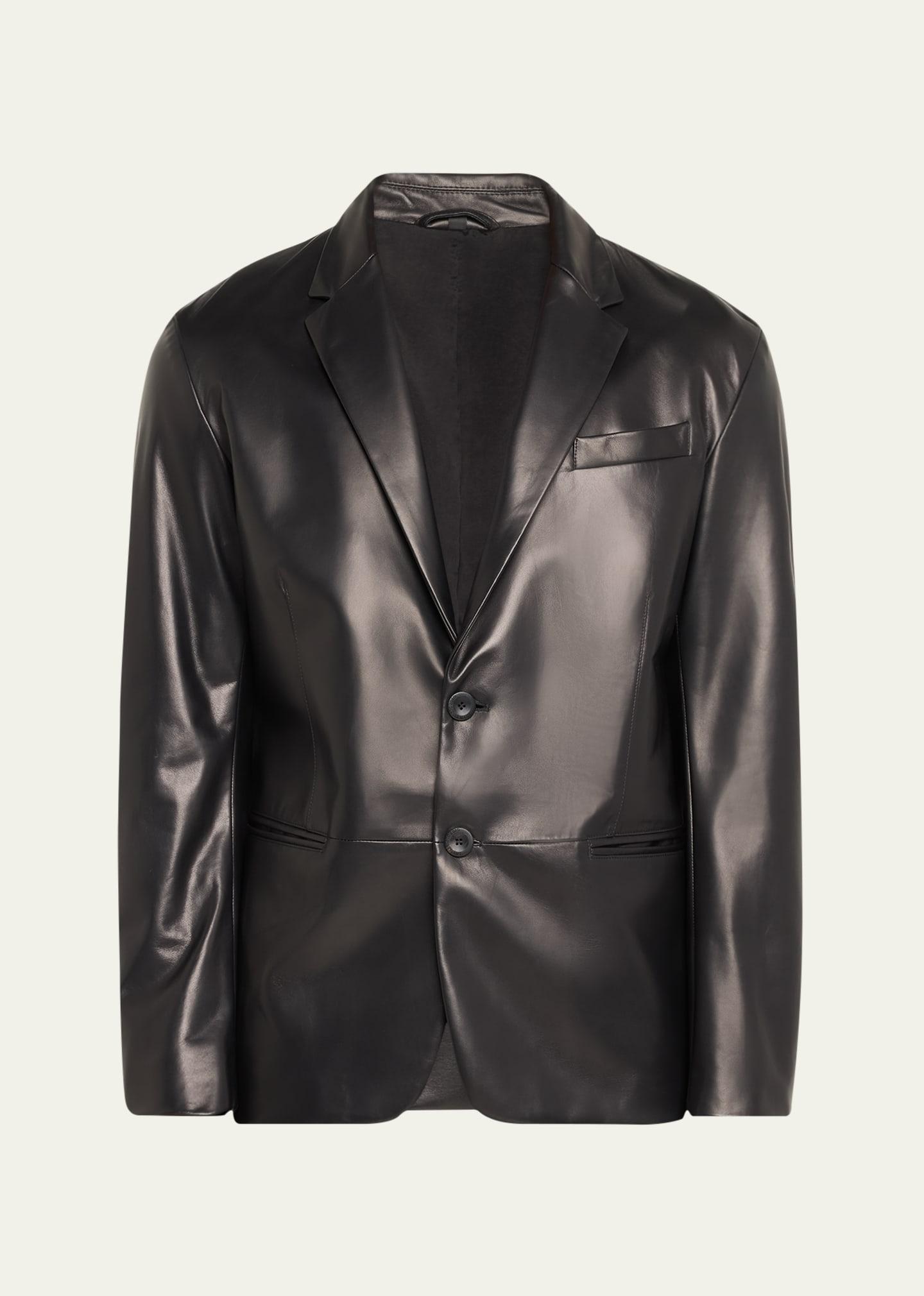 Mens Lambskin Leather Blazer Product Image