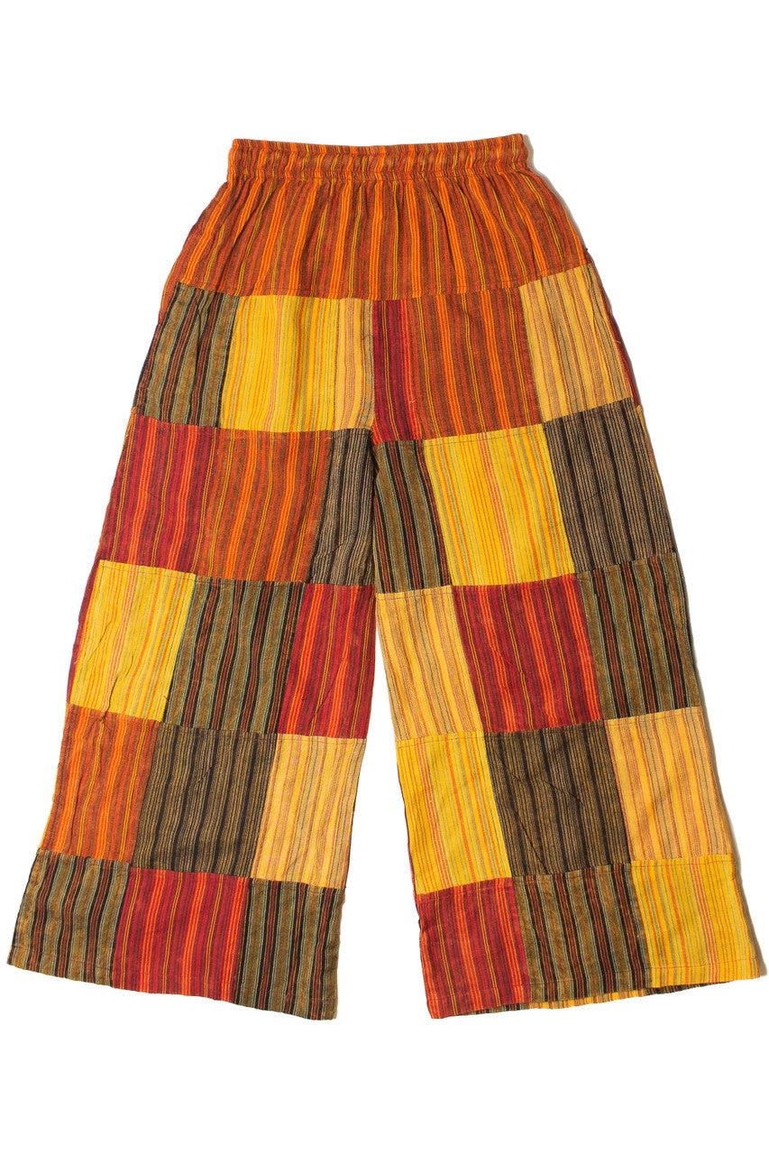 Orange Striped Wide Leg Patchwork Pants Product Image
