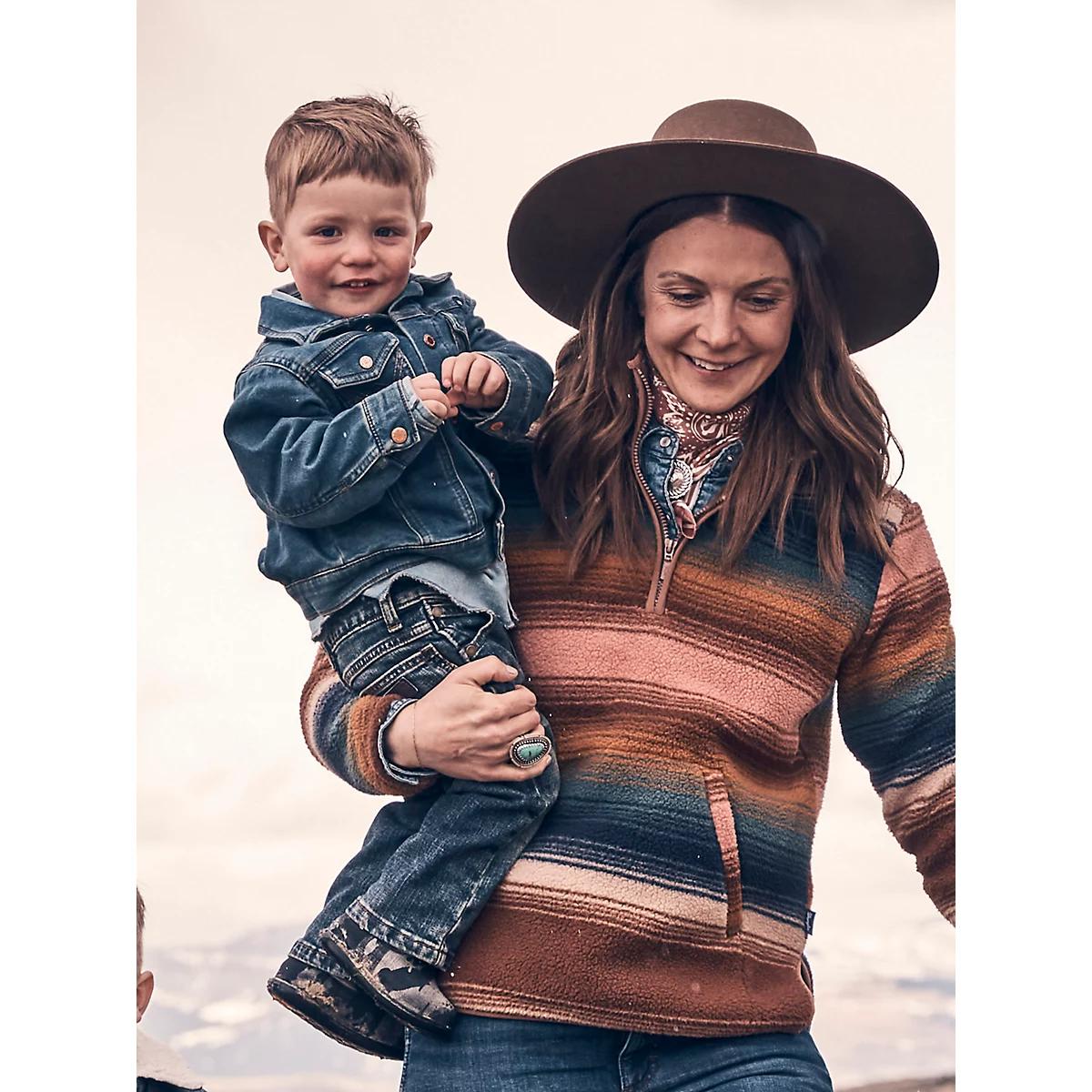 Baby Boy Long Sleeve Classic Denim Jacket in Dark Blue Product Image