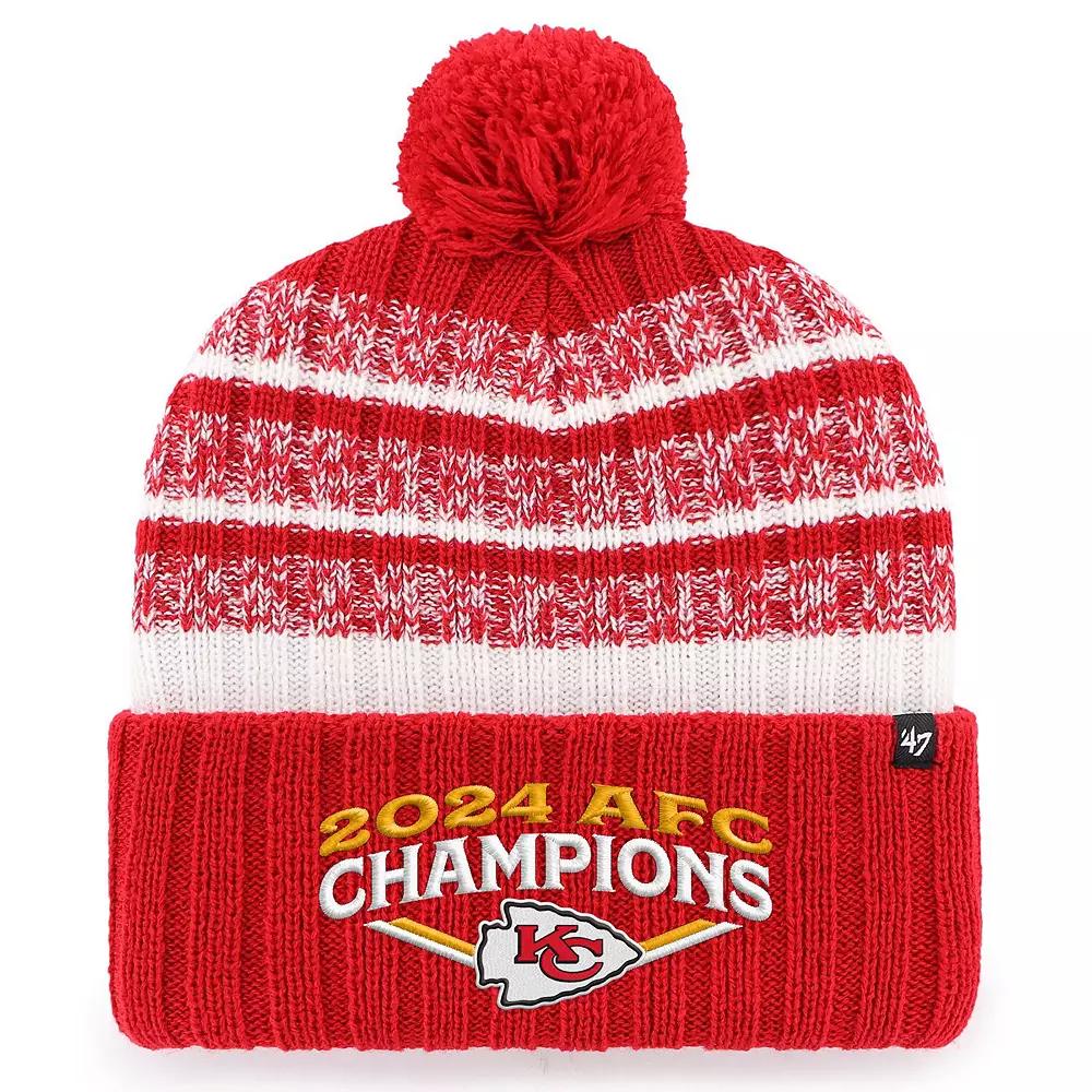 Men's '47 Red Kansas City Chiefs 2024 AFC Champions Tavern Cuffed Knit Hat with Pom Product Image
