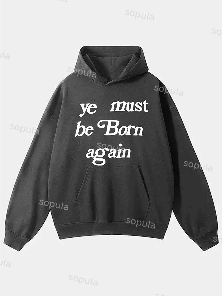 Men's Ye Must Be Born Again Graphic Printed Pocket Hoodie Product Image