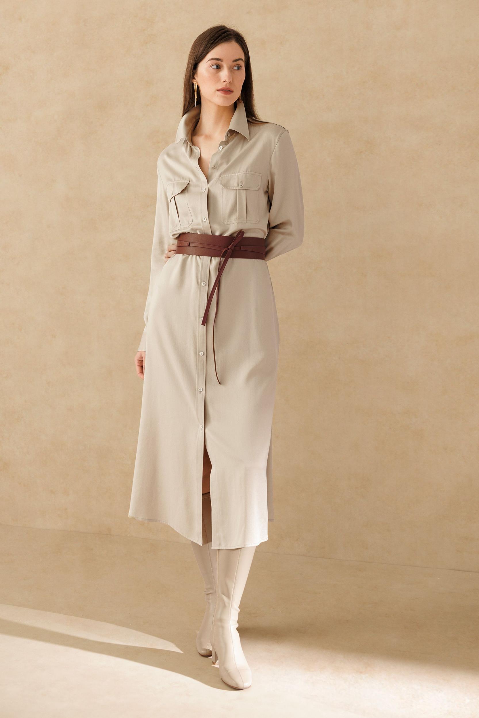 Sand-washed Pocket Trench Dress Product Image