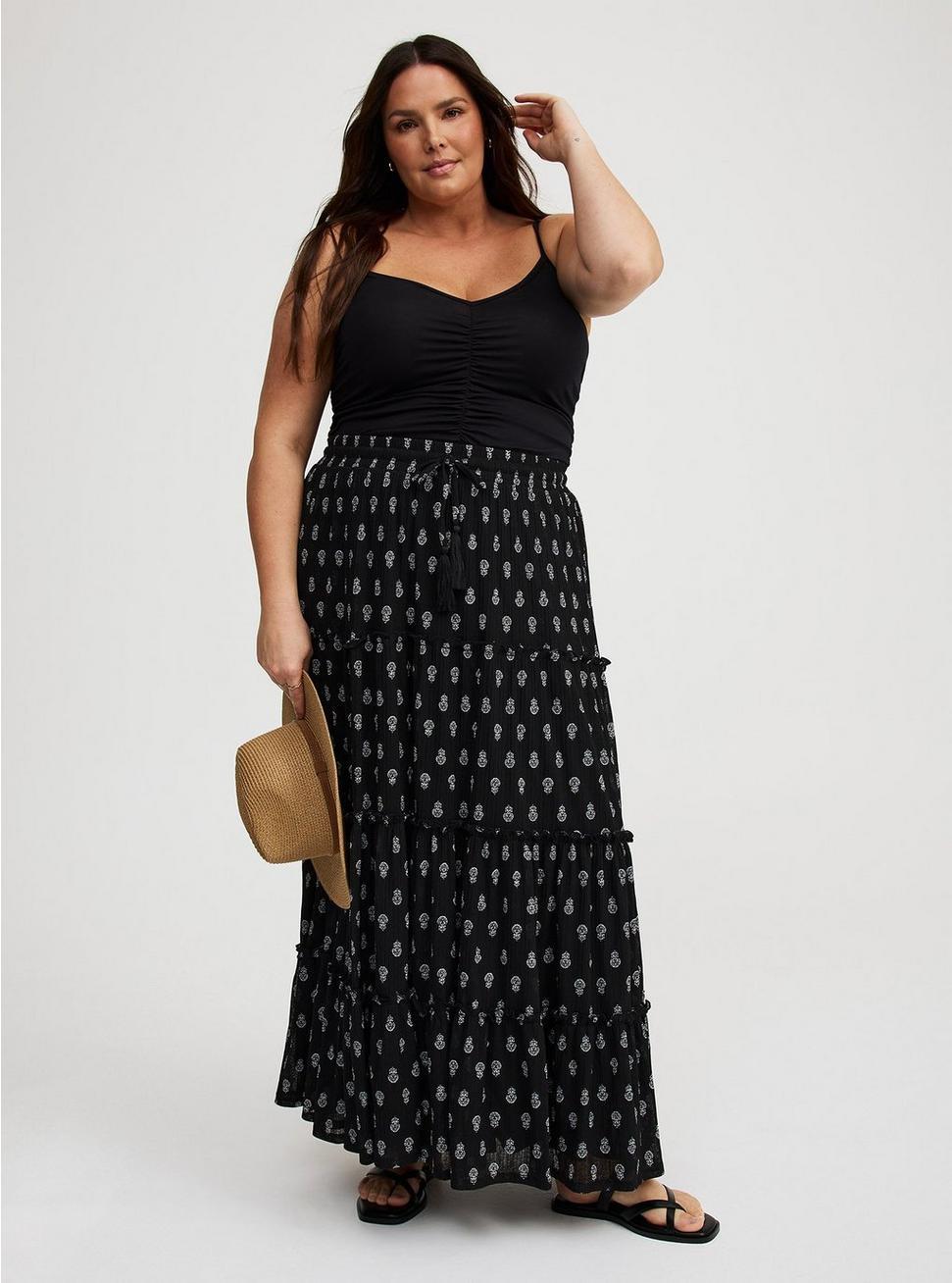 Maxi Tiered Drawstring Skirt Product Image