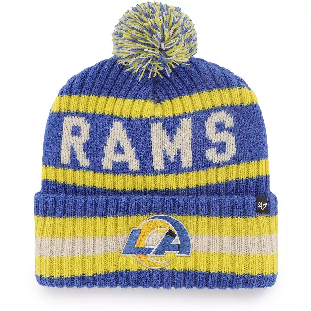 Men's '47 Royal Los Angeles Rams Bering Cuffed Knit Hat with Pom, Blue Product Image