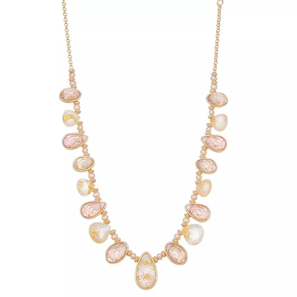 Napier Gold Tone Mother-Of-Pearl & Simulated Crystal Collar Necklace, Women's, Multi Product Image