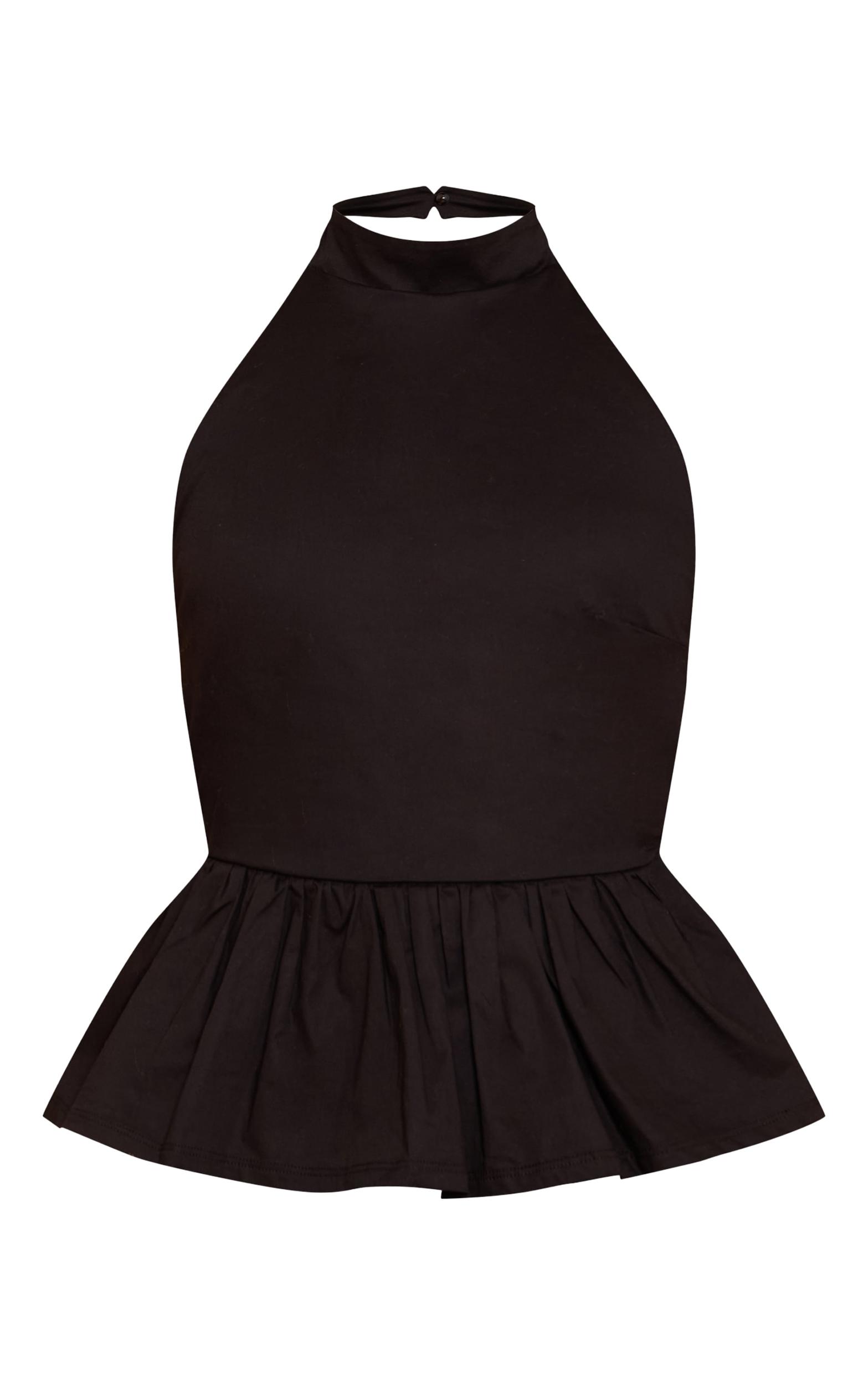 Black Cotton Highneck Backless Long Top Product Image