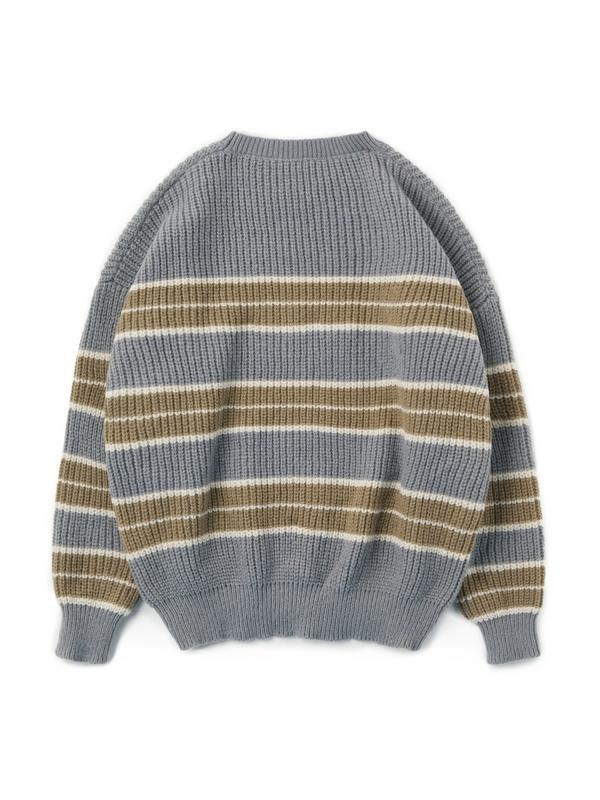 Men's Contrast Color Stripe Cozy Knit Sweatshirt Product Image