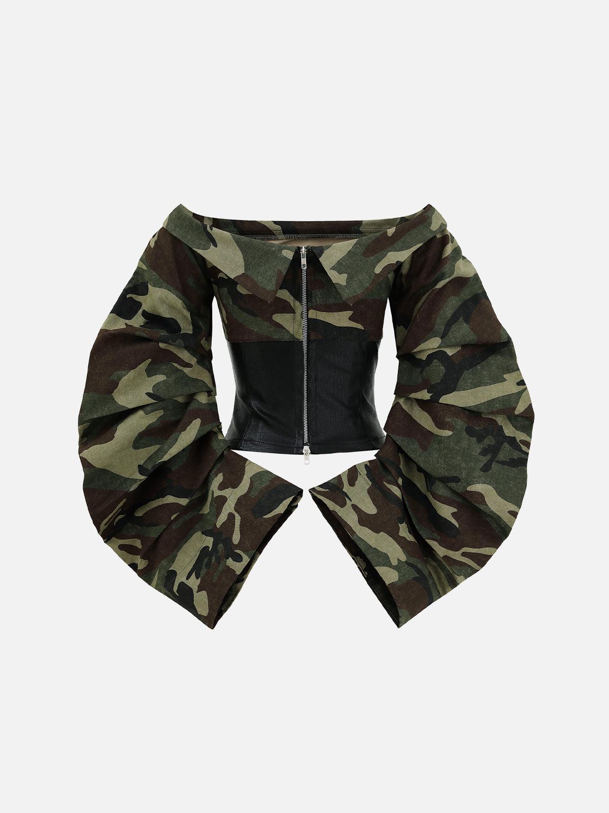 Aelfric Eden Camouflage Puffed Sleeve Long Sleeve Tee Female Product Image