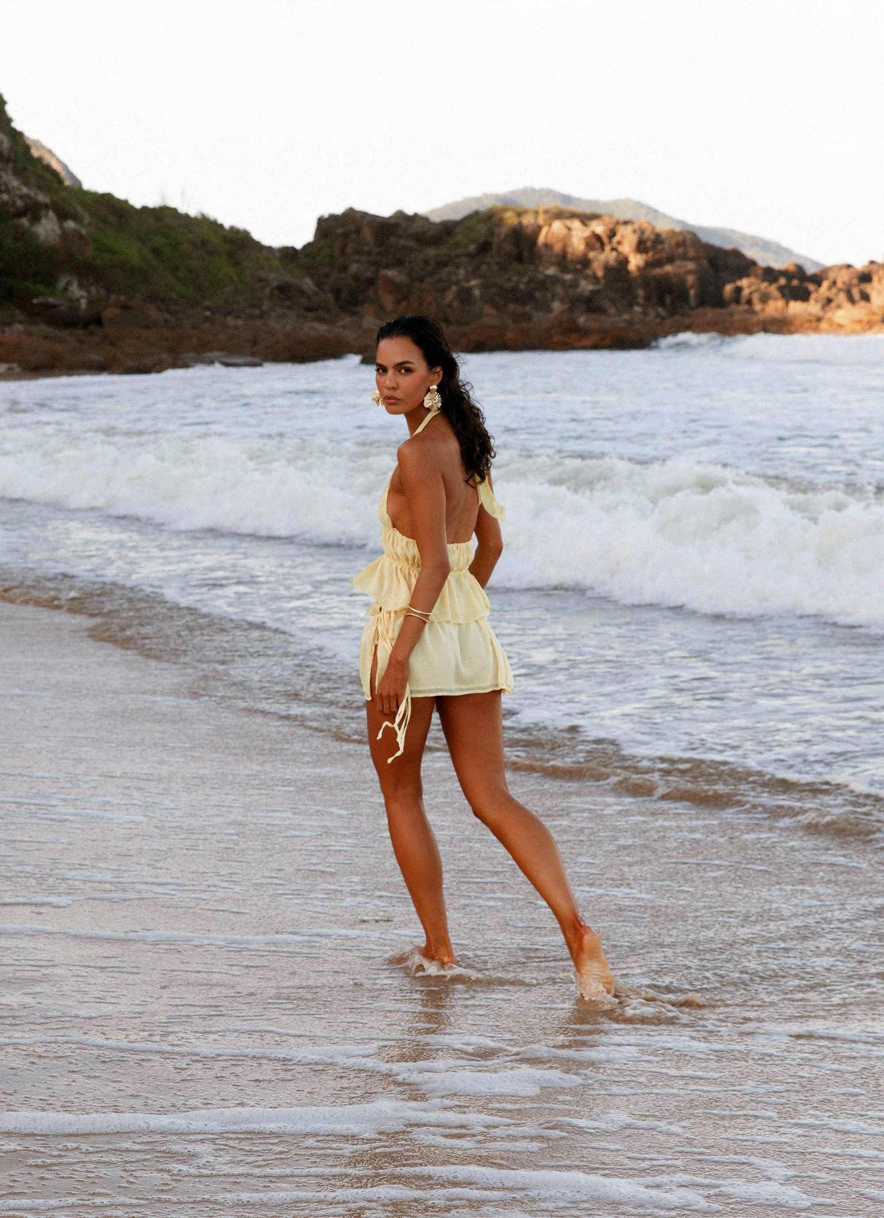 Dione Mini Skirt - Pastel Yellow Product Image