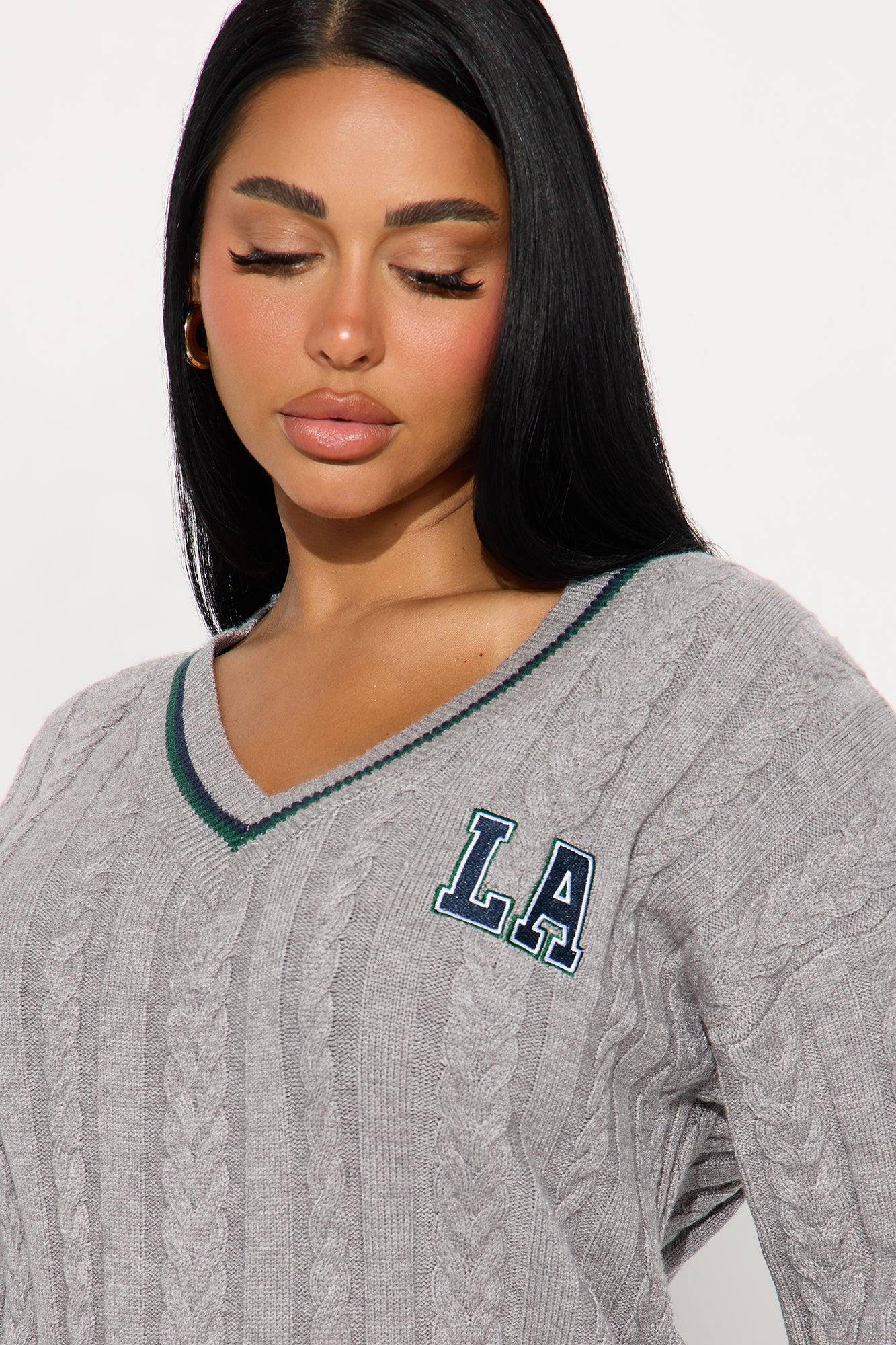 LA Varsity Pullover Sweater - Grey/combo Female Product Image