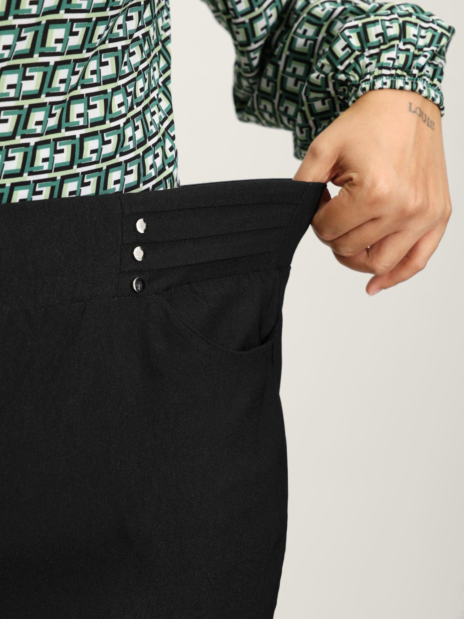 Rivets Wide Waistband Stretchy Pants Female Product Image