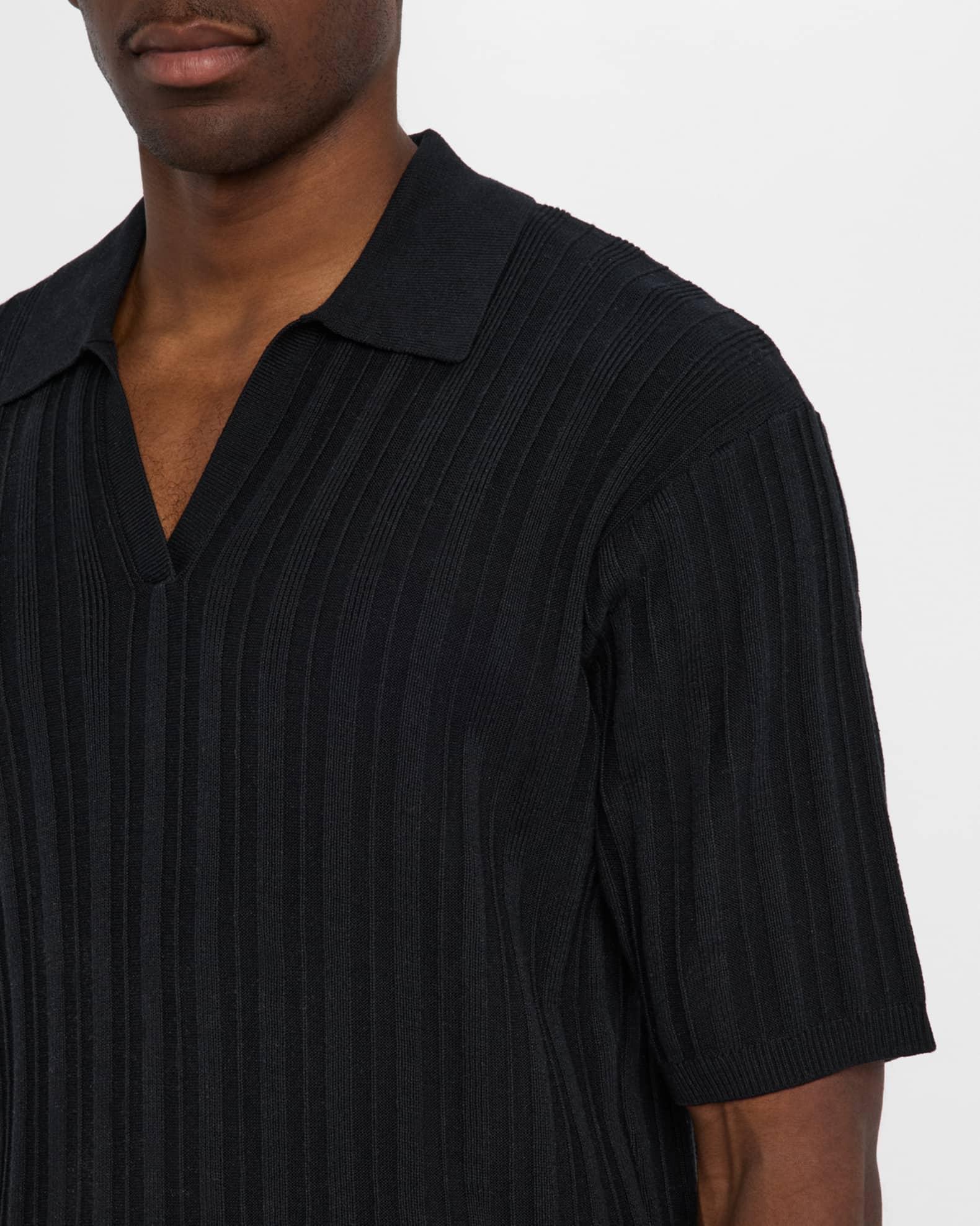 Men's Striped Cotton-Silk Polo Sweater Product Image