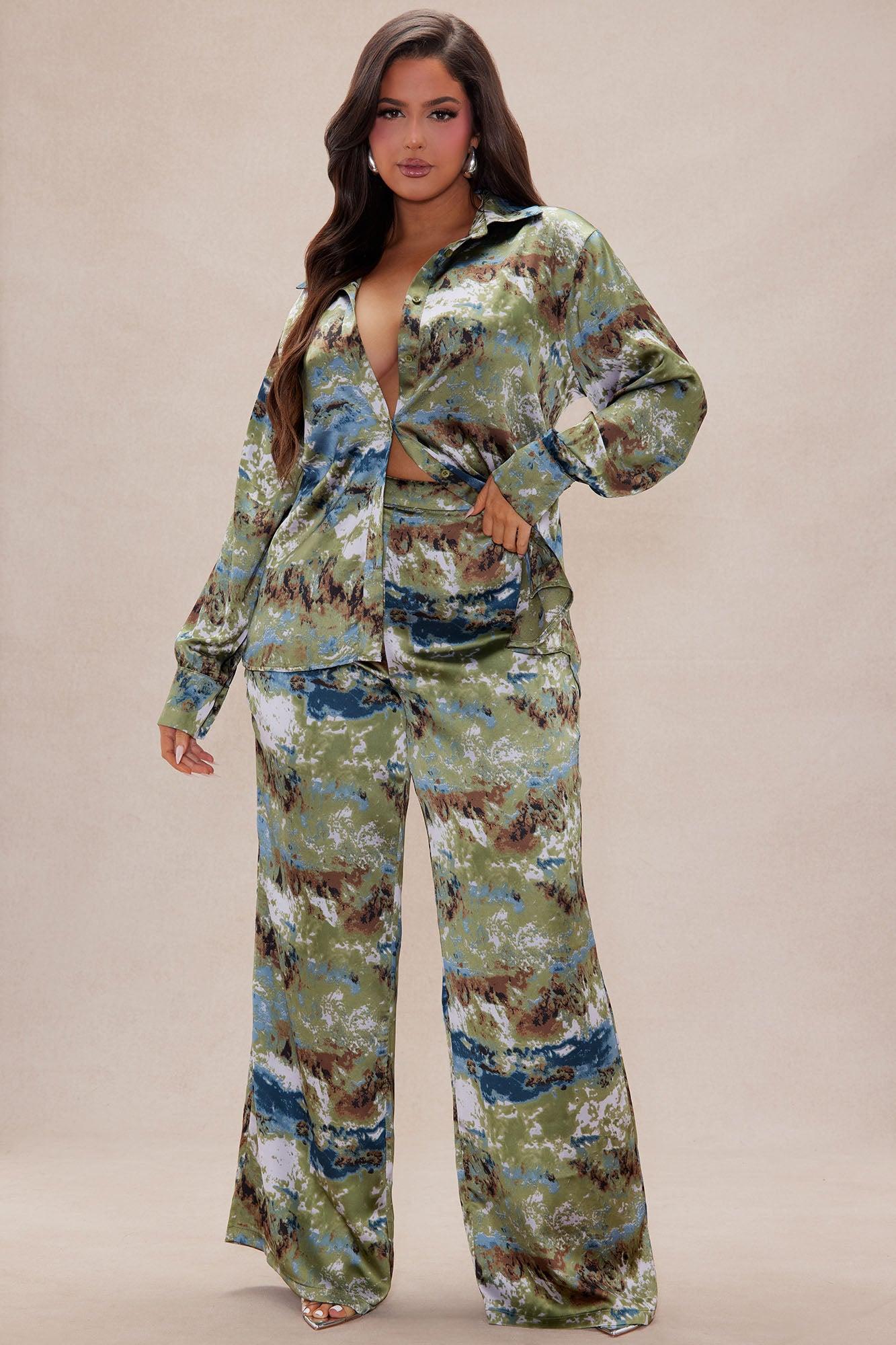 Zariah Satin Pant Set - Blue/combo Product Image