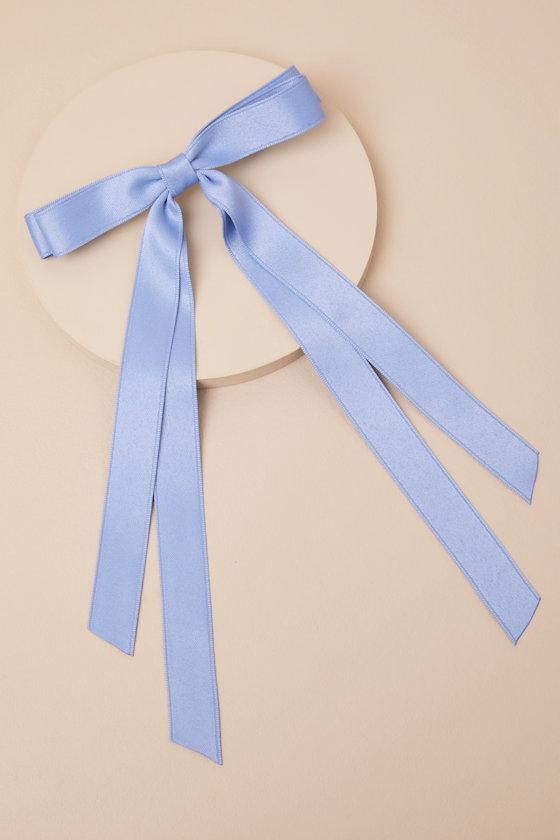 Charice Blue Long Ribbon Bow Hair Clip Product Image