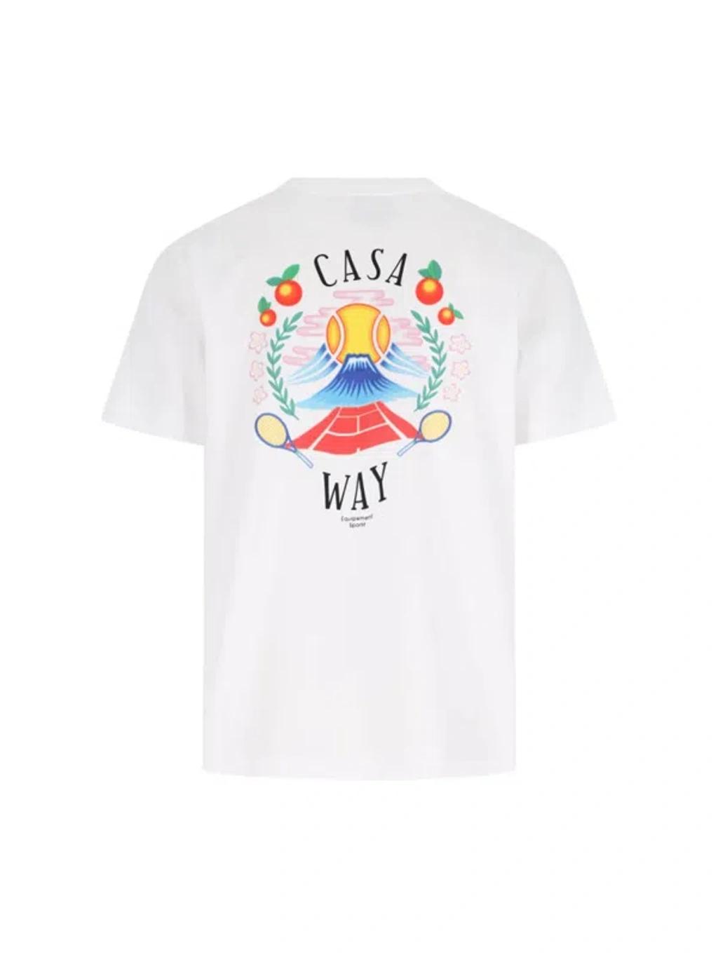 CASABLANCA Mens Casa Way Mountain Graphic-print Cotton-jersey T-shirt Xxxl In White Product Image