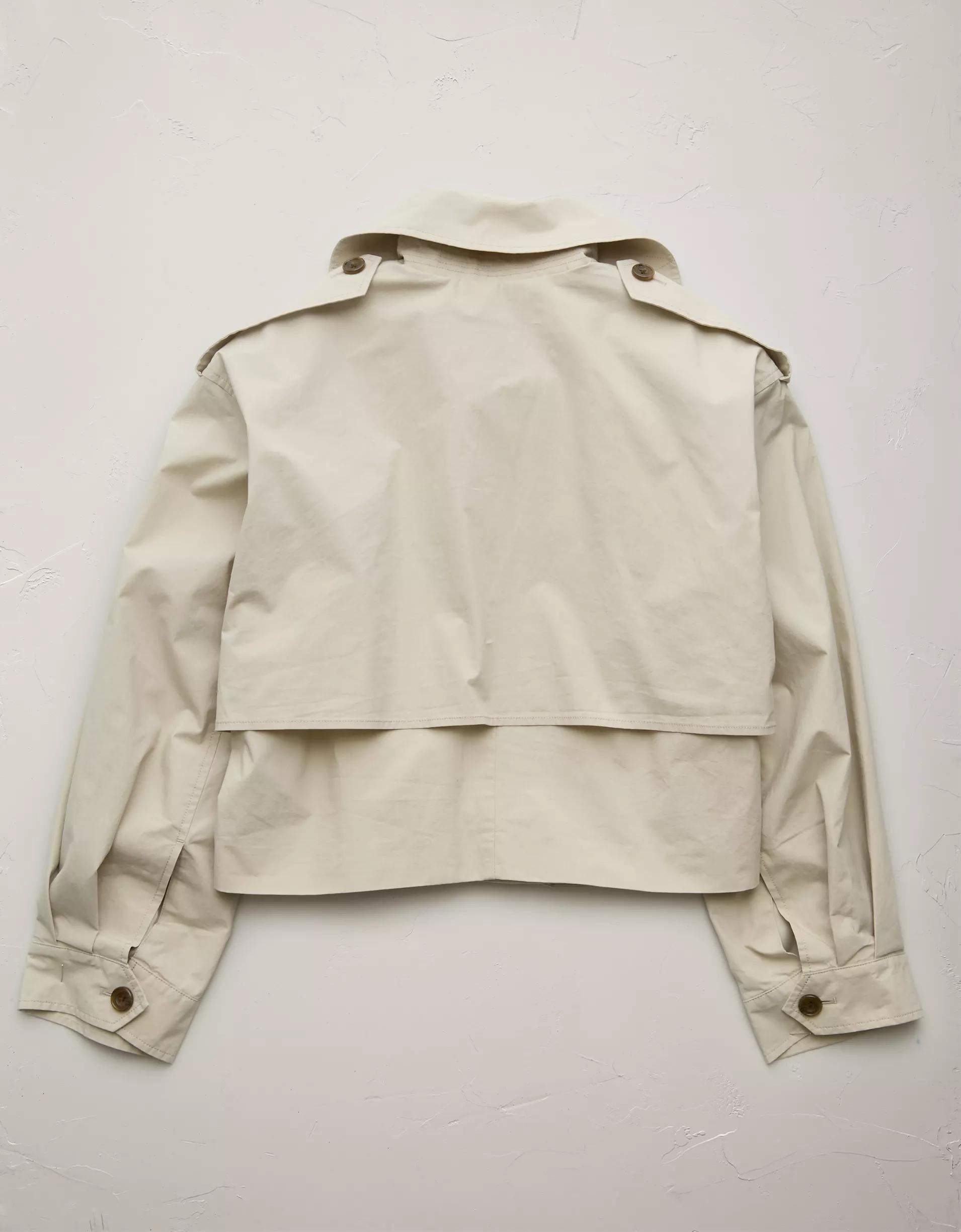 AE77 Premium Cropped Utility Trench Coat Product Image