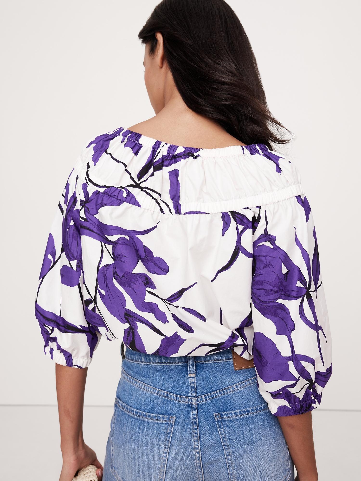 Cotton Poplin Ruched Bubble-Hem Top Product Image