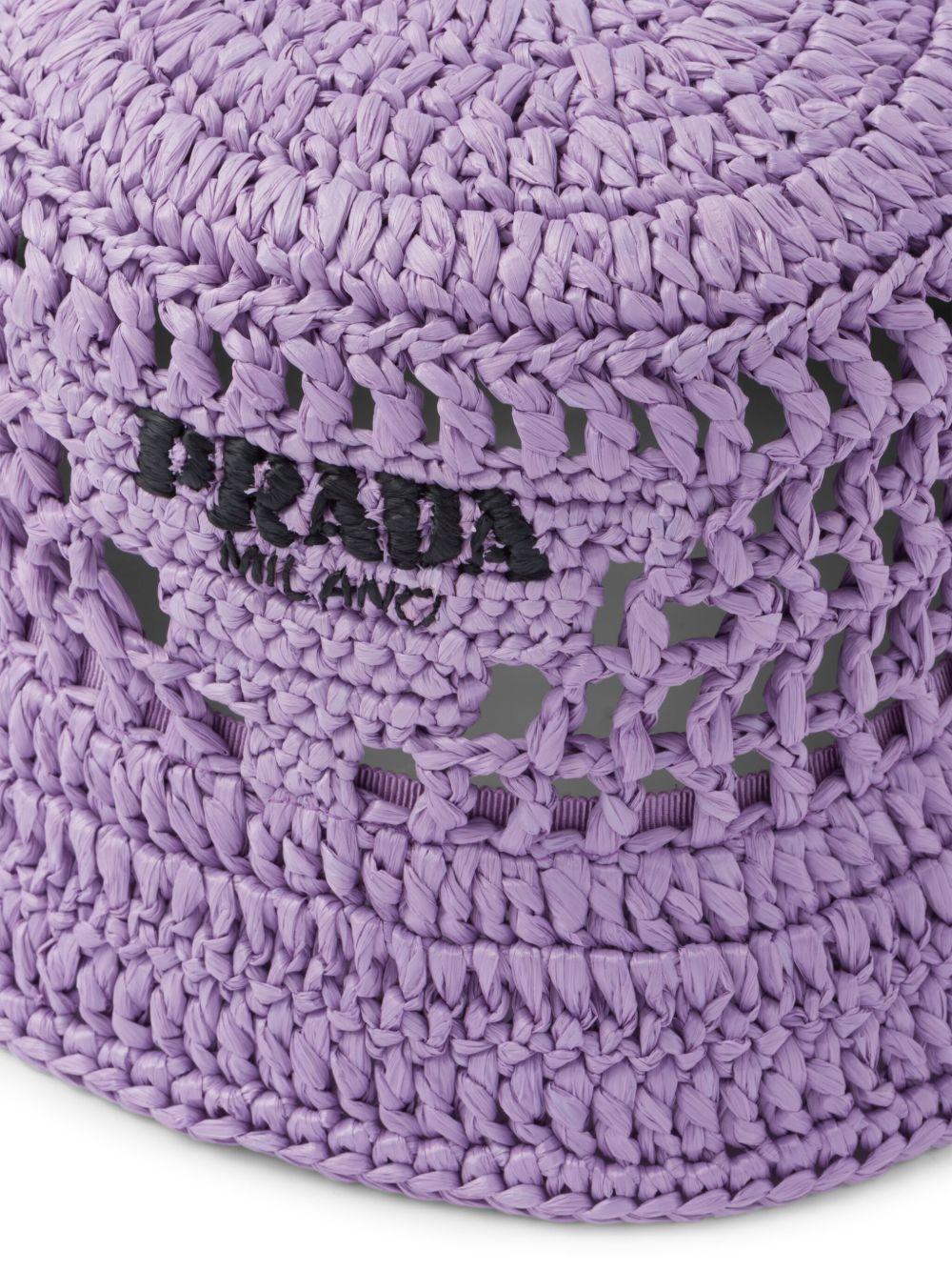 logo-embroidered crochet bucket hat Product Image