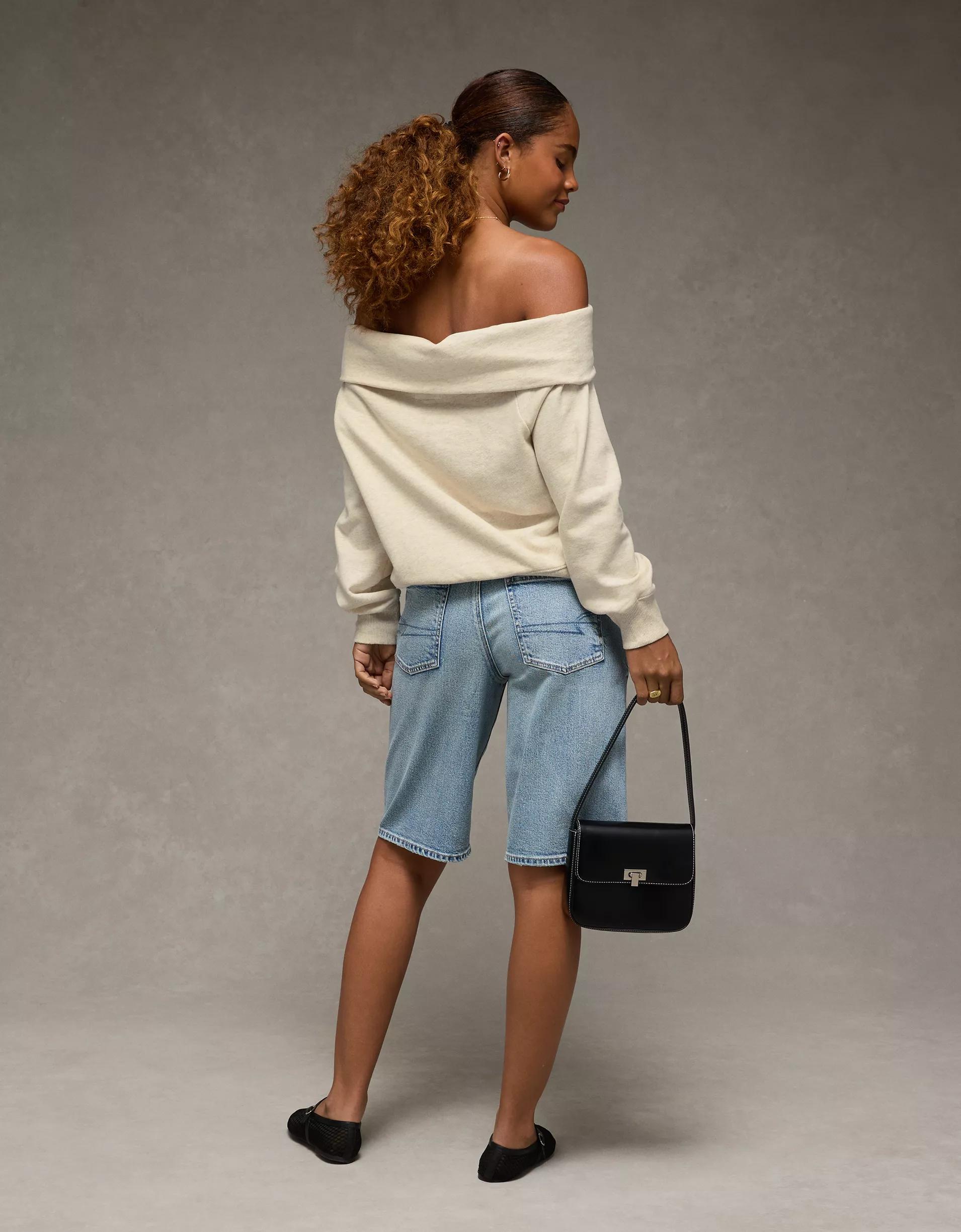 AE Foldover Off-The-Shoulder Sweatshirt Product Image