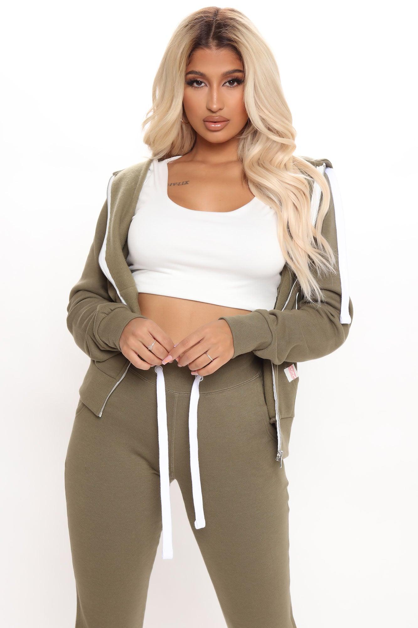 Relaxed Vibe Zip Up Jacket - Olive Product Image